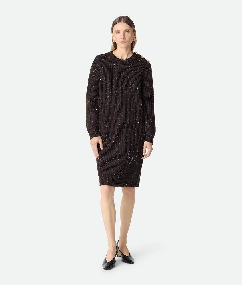 bottega veneta ribbed dress Asymmetric satin-trimmed ribbed-knit turtleneck midi dress - black