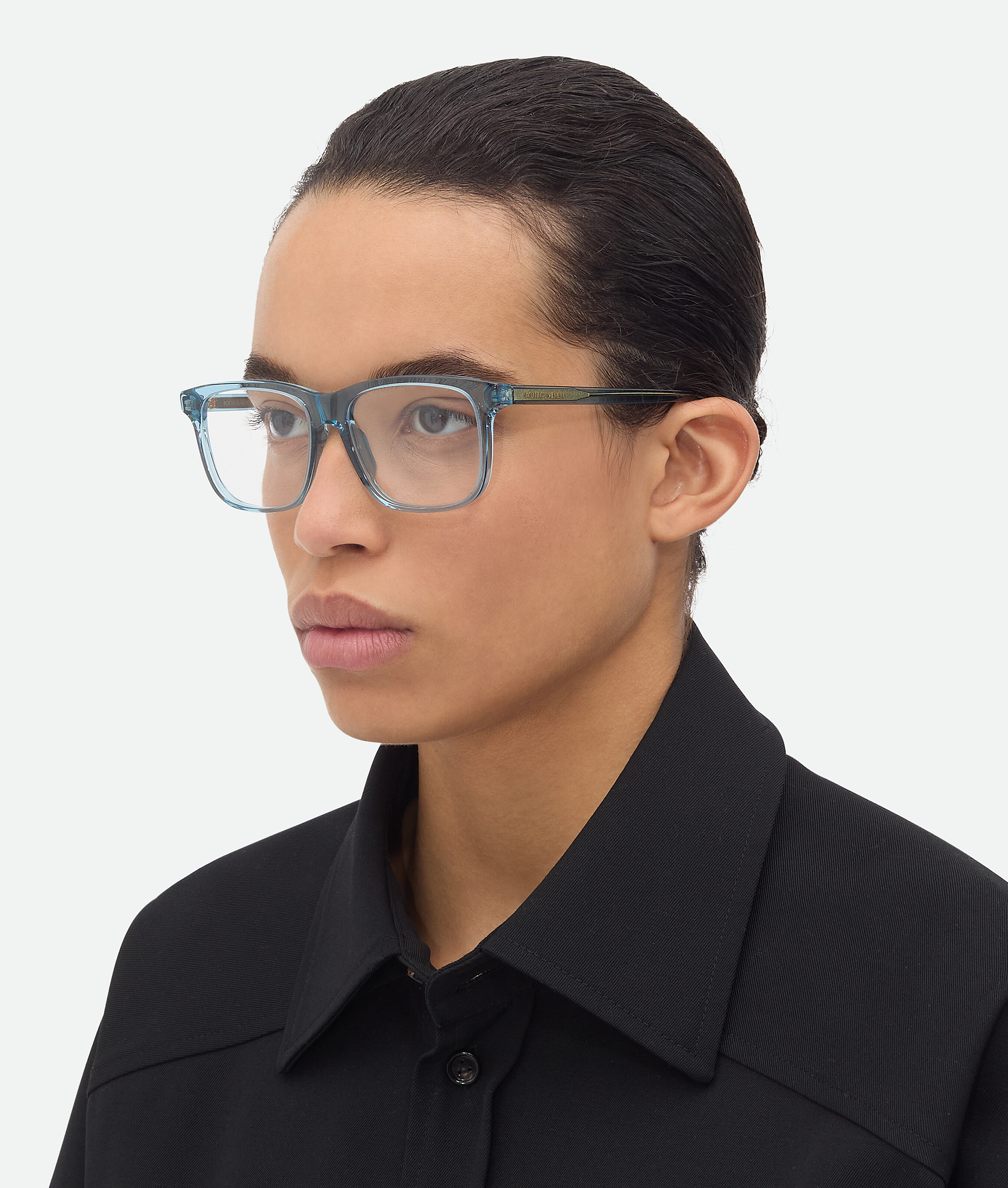 Bottega Veneta Quadratische Classic Brille In Light Blue/transparent