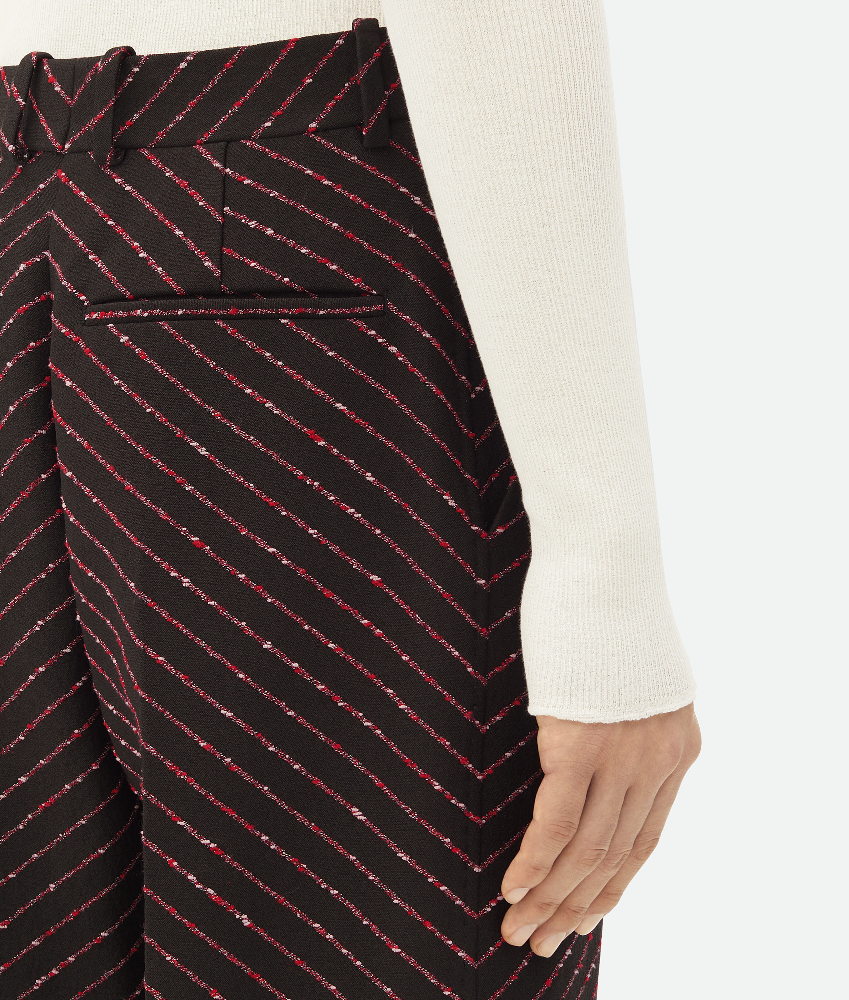Bottega Veneta Diagonal Boucle Pinstripe Trousers In Brown