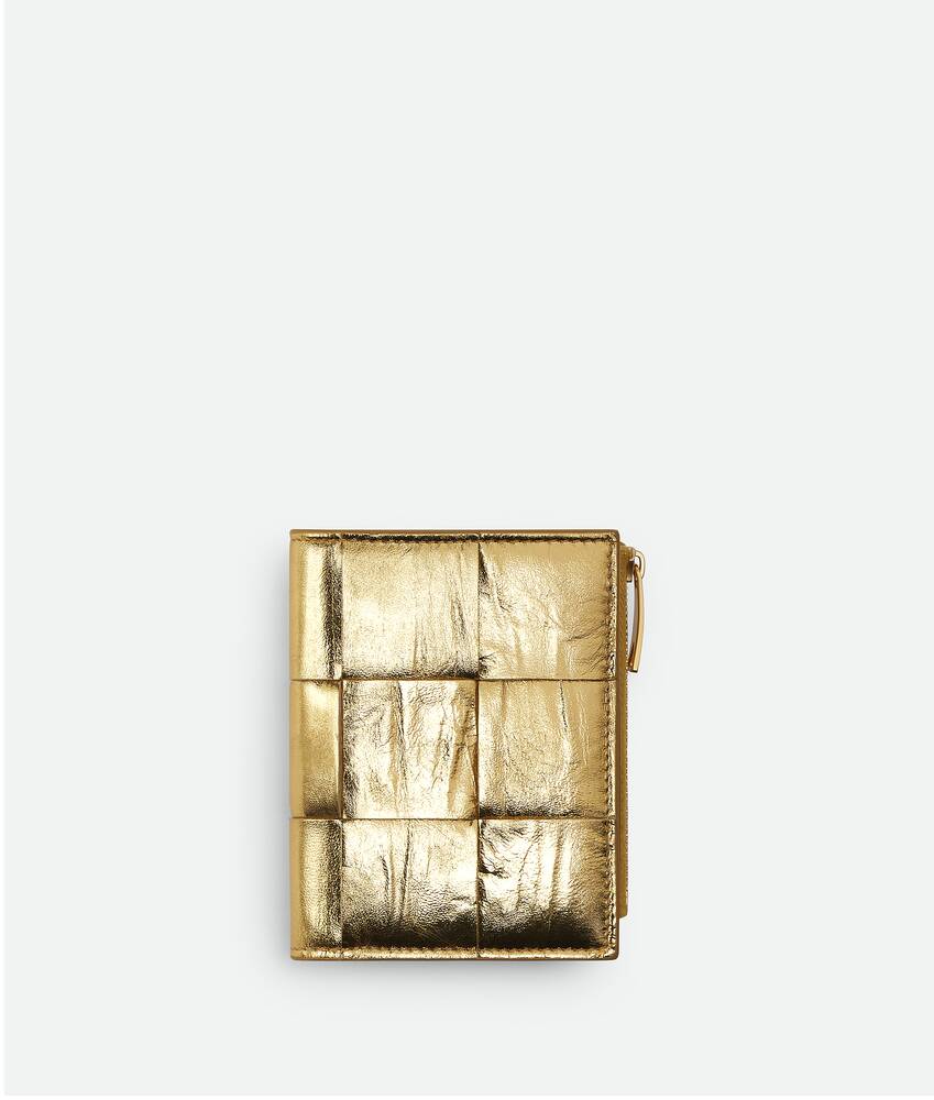 ゴールドスモール カセット 二つ折りファスナーウォレット| Bottega