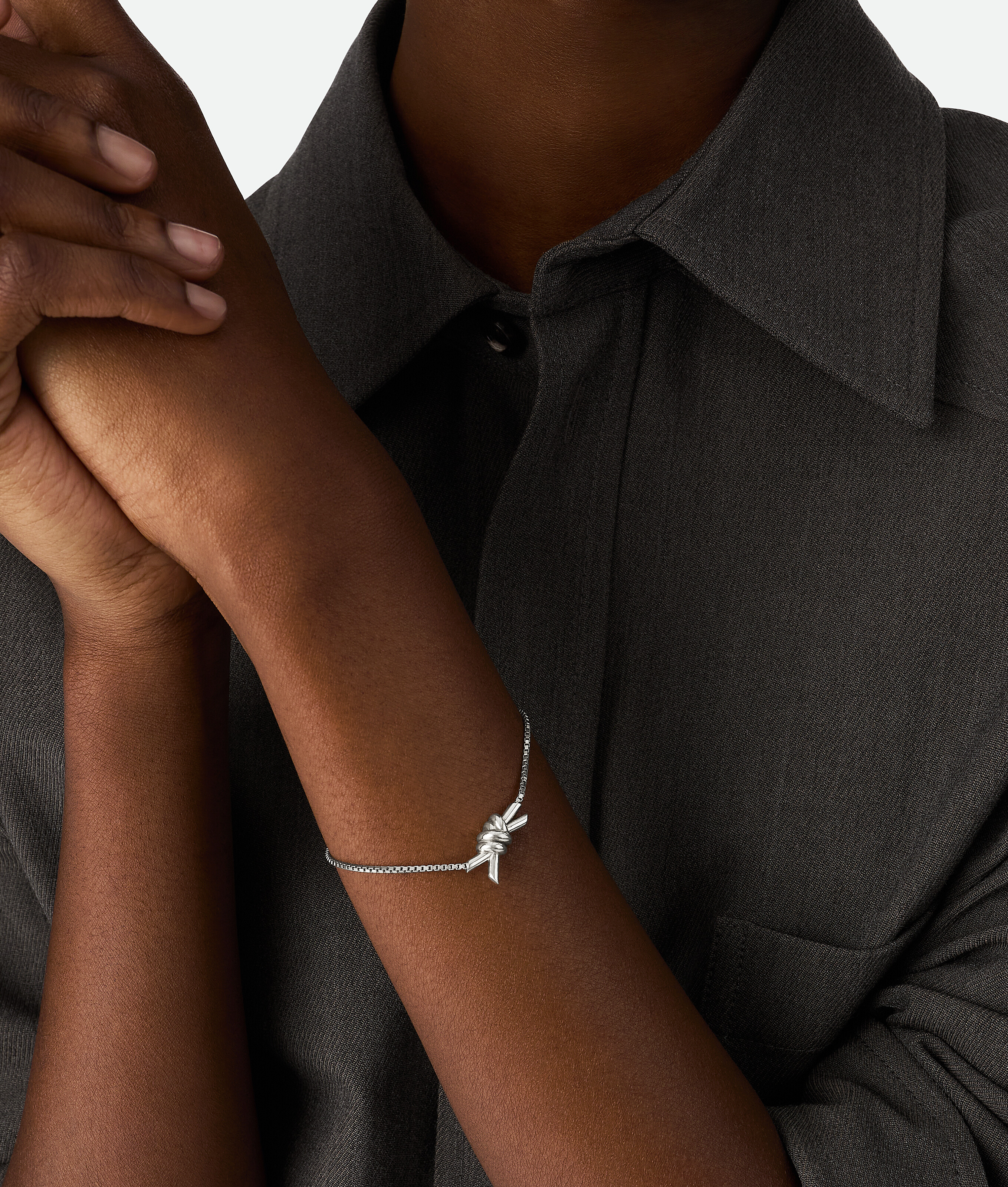 Bottega Veneta Knot Bracelet - Silver - Woman - M