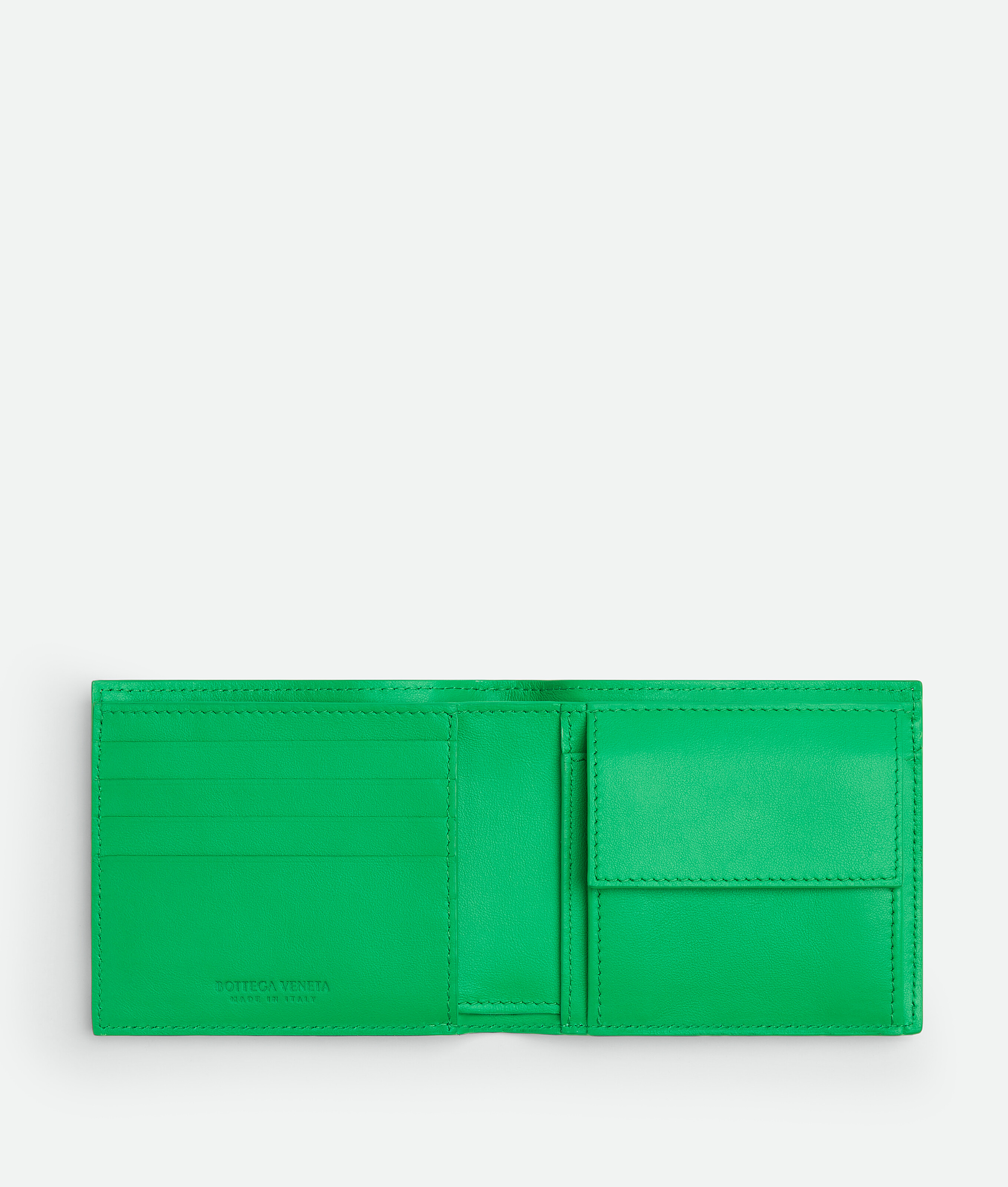 Shop Bottega Veneta Intrecciato Bi-fold Wallet With Coin Purse In Green