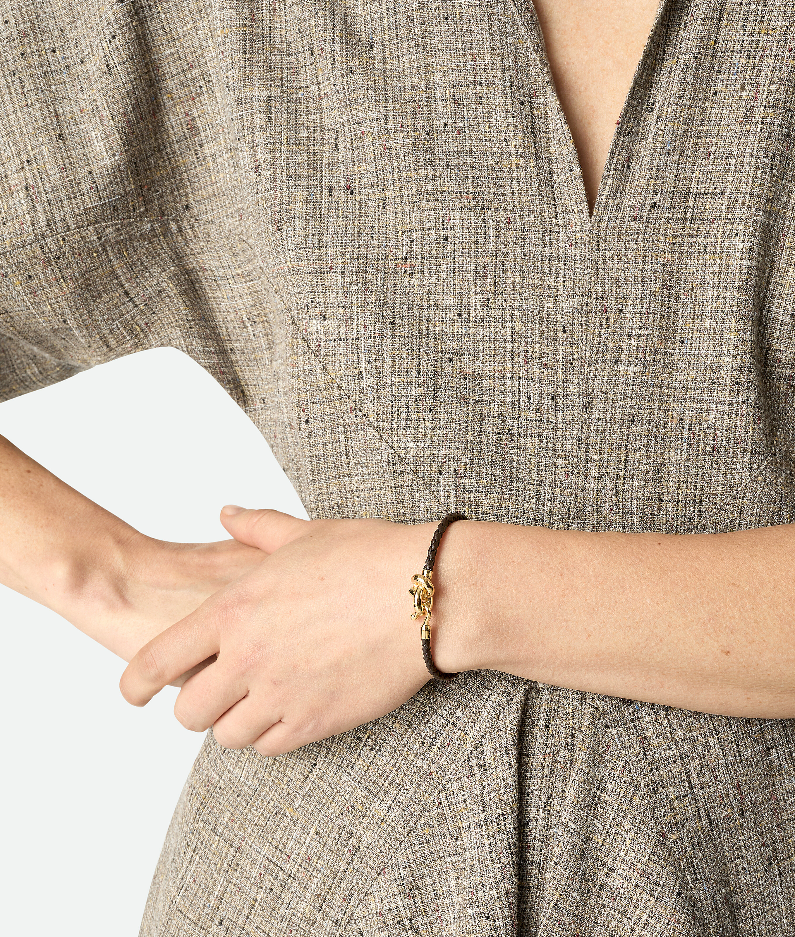 Bottega Veneta Leather Knot Bracelet In Pink