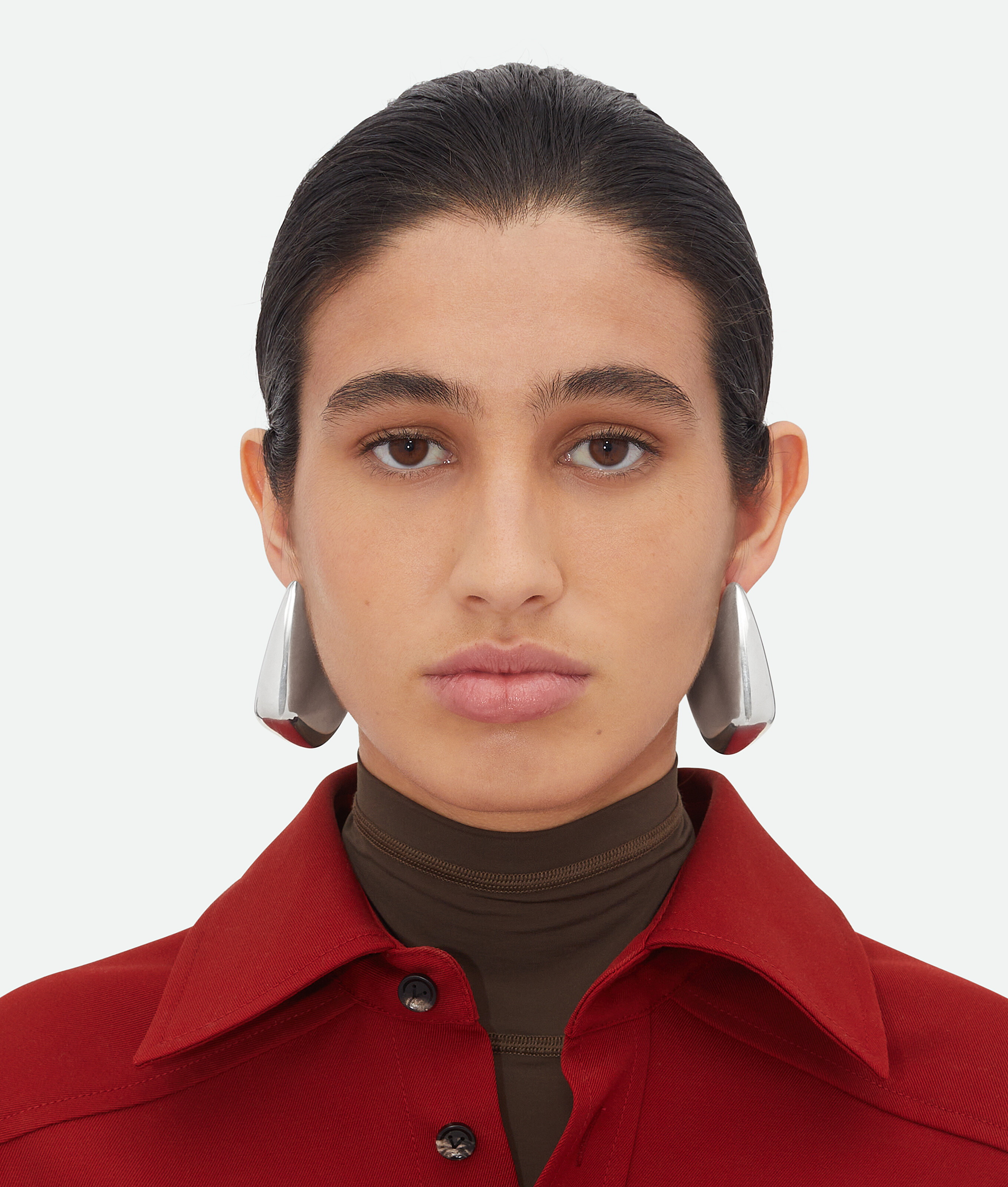 Shop Bottega Veneta Large Fin Earrings In Silver