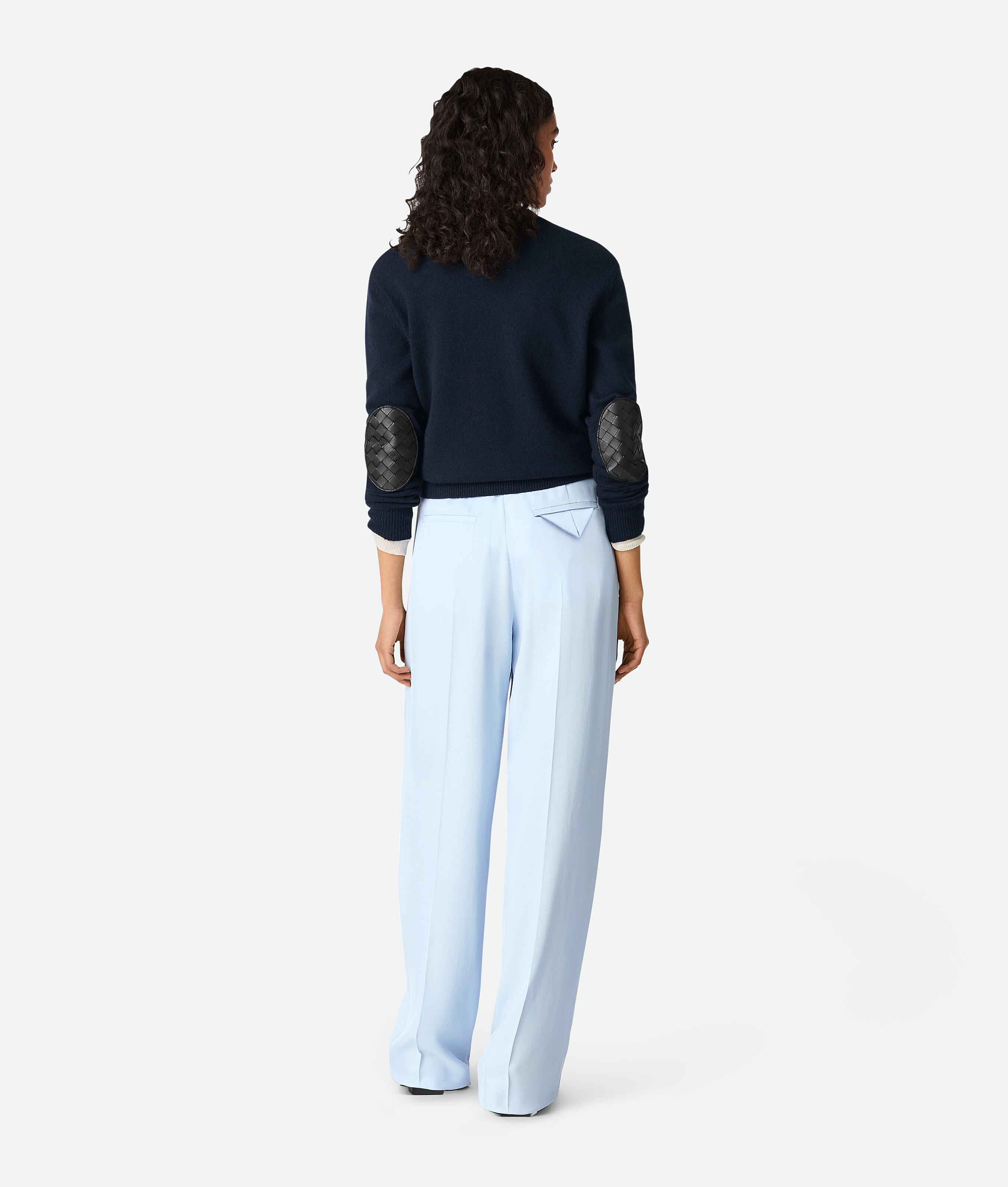 Bottega Veneta Viscose And Silk Twill Straight Trousers In Sky Blue