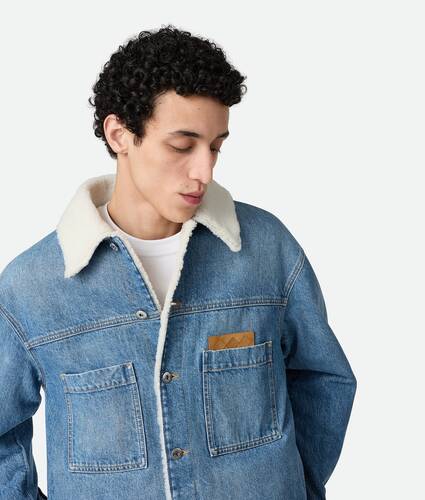 Vintage Indigo Denim And Shearling Jacket
