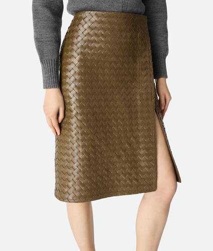Intrecciato Leather Skirt