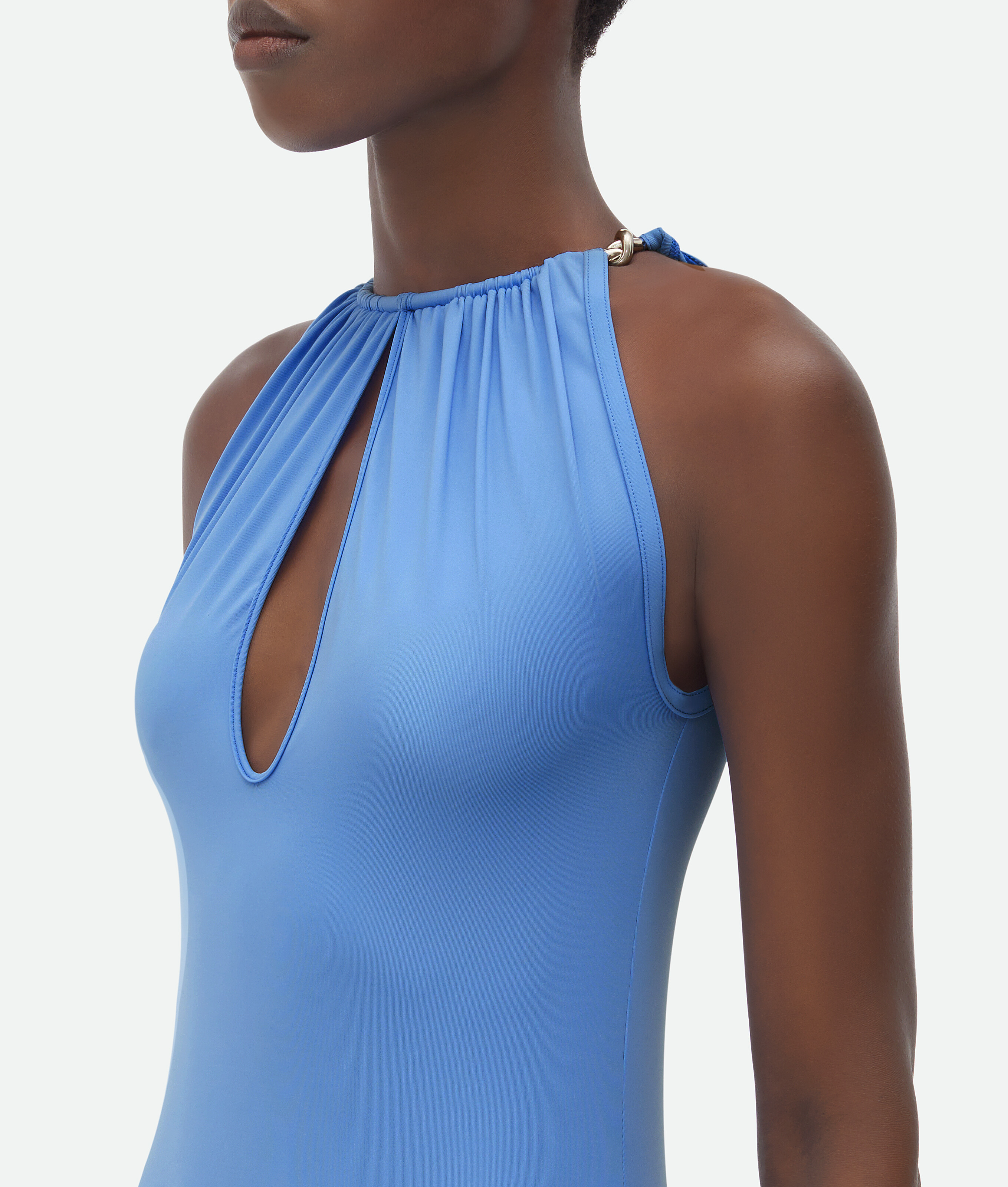 Shop Bottega Veneta Badeanzug Aus Stretch-nylon Mit Knot Am Ausschnitt In Blue