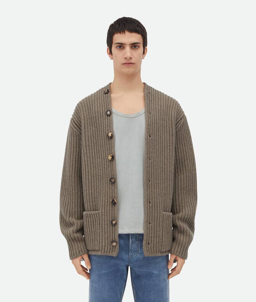 Display a large version of the product image 1 - Wool And Cashmere English Rib Cardigan