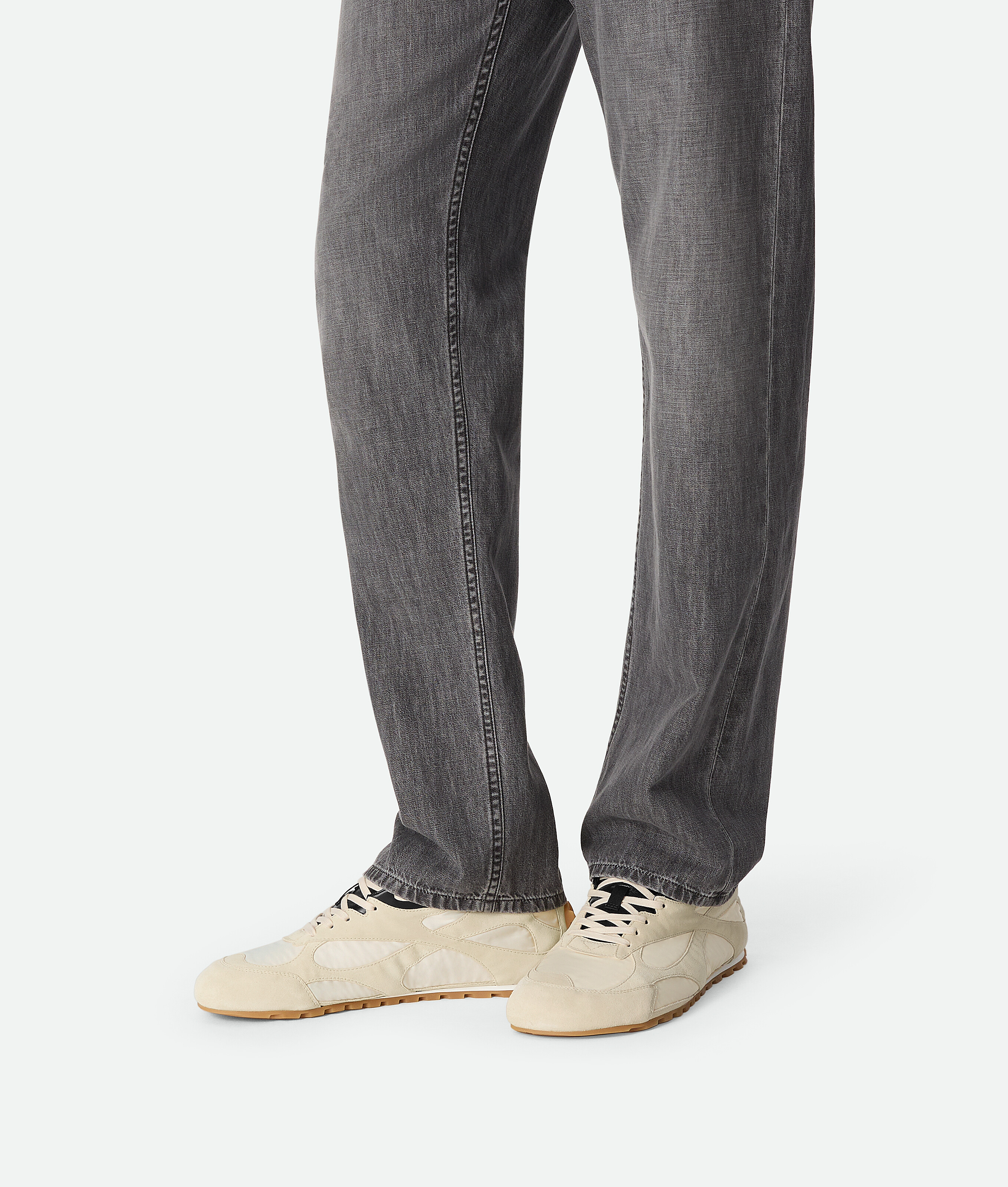 Bottega Veneta Sea Salt Suede And Nylon Orbit Flash Sneakers In Multi