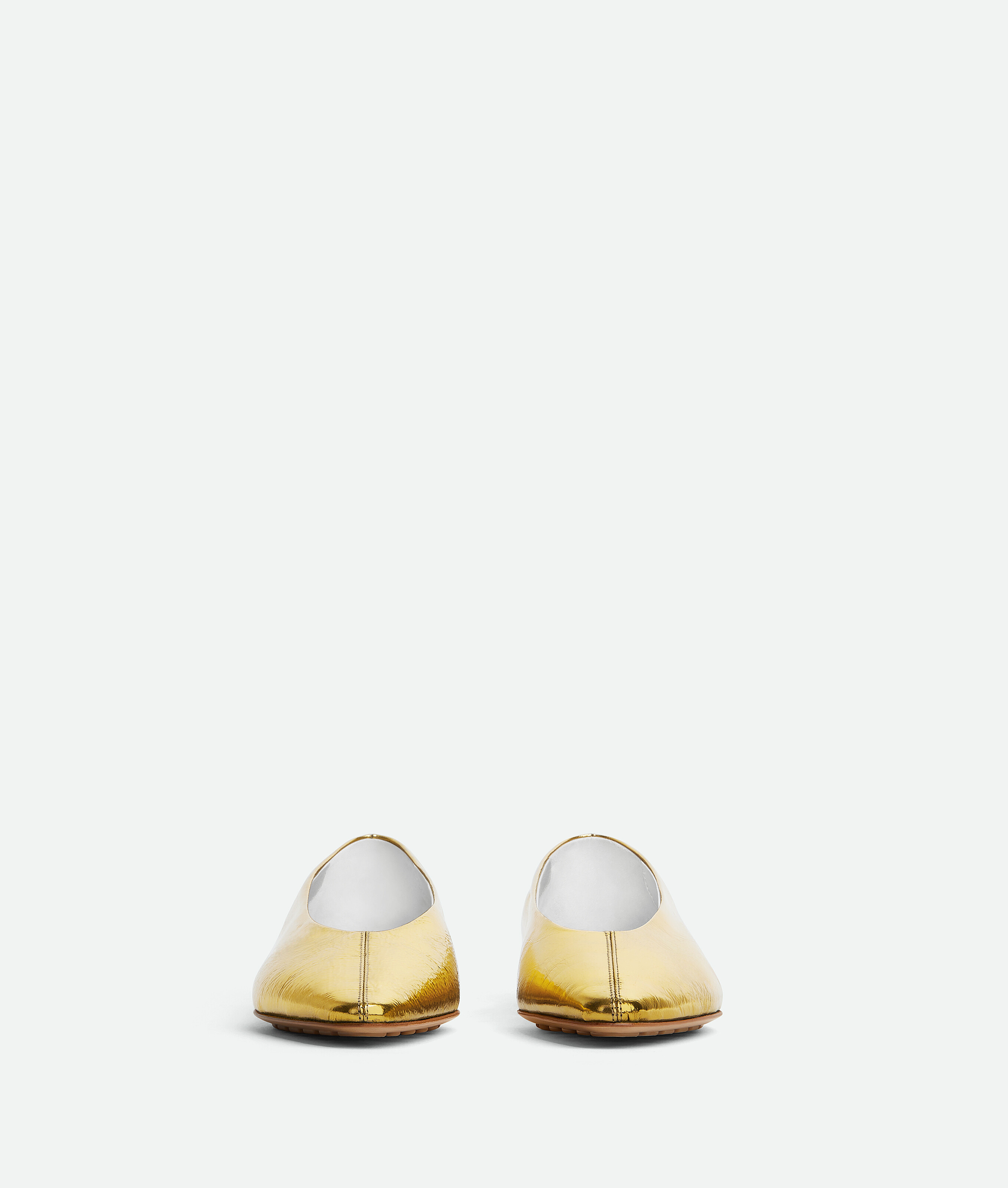 Bottega Veneta Reflective Goatskin Sofia Ballet Flats In Gold