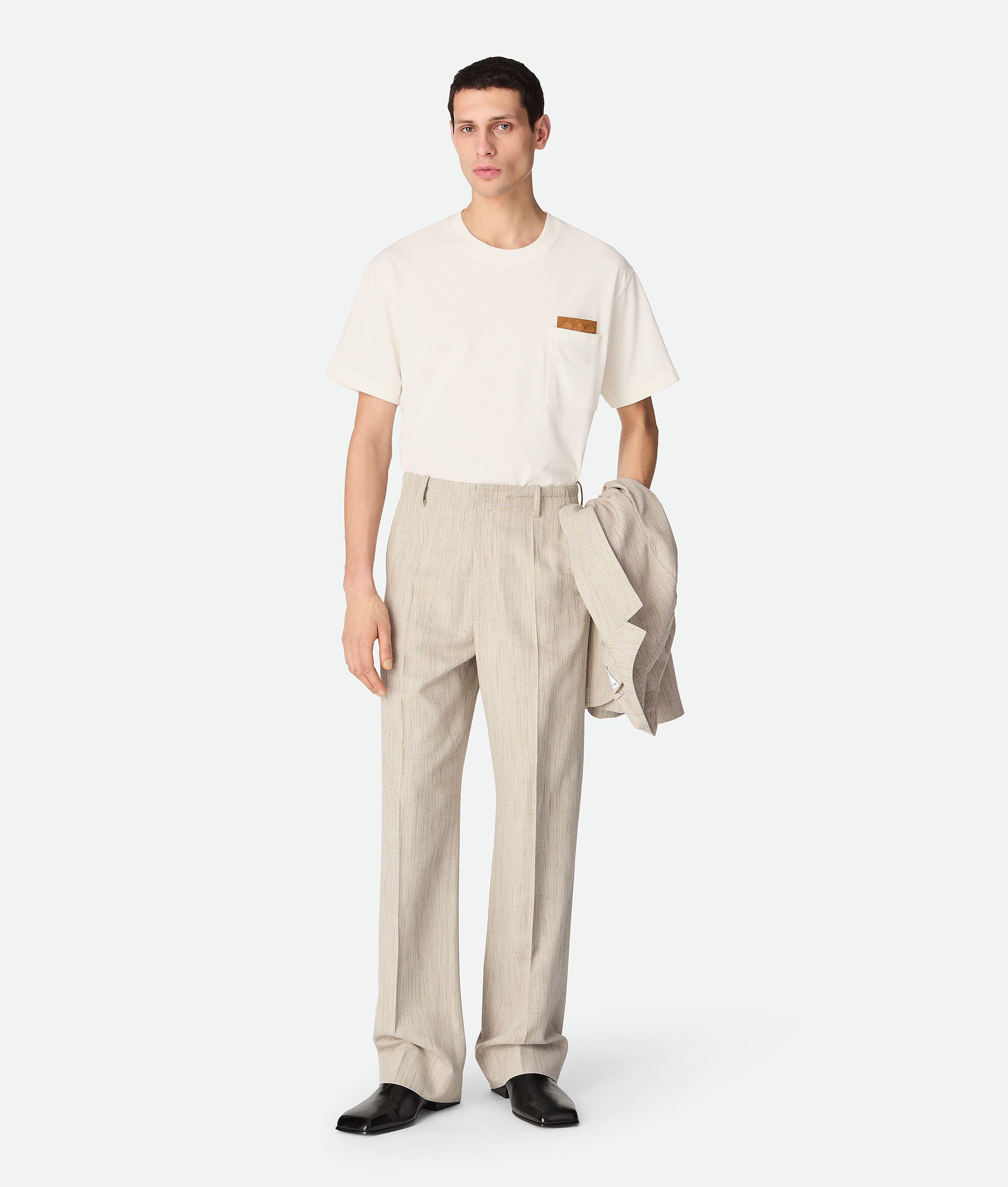 Bottega Veneta Viscose And Silk Trousers - Grey Putty - Man - 56 - Viscose, Polyester & Silk