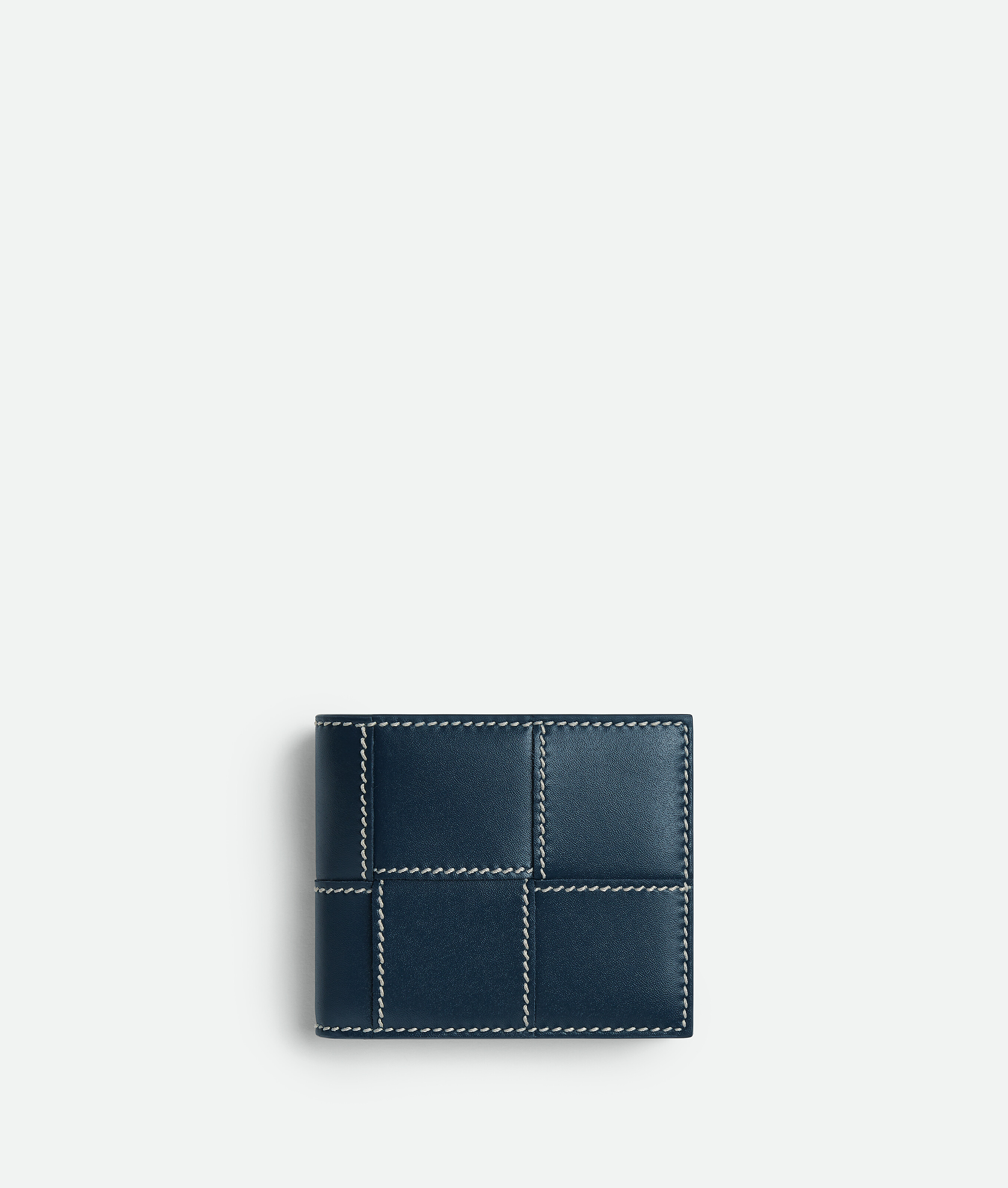 Bottega Veneta Cassette Bi-fold Wallet With Coin Purse In Deep Blue/natural