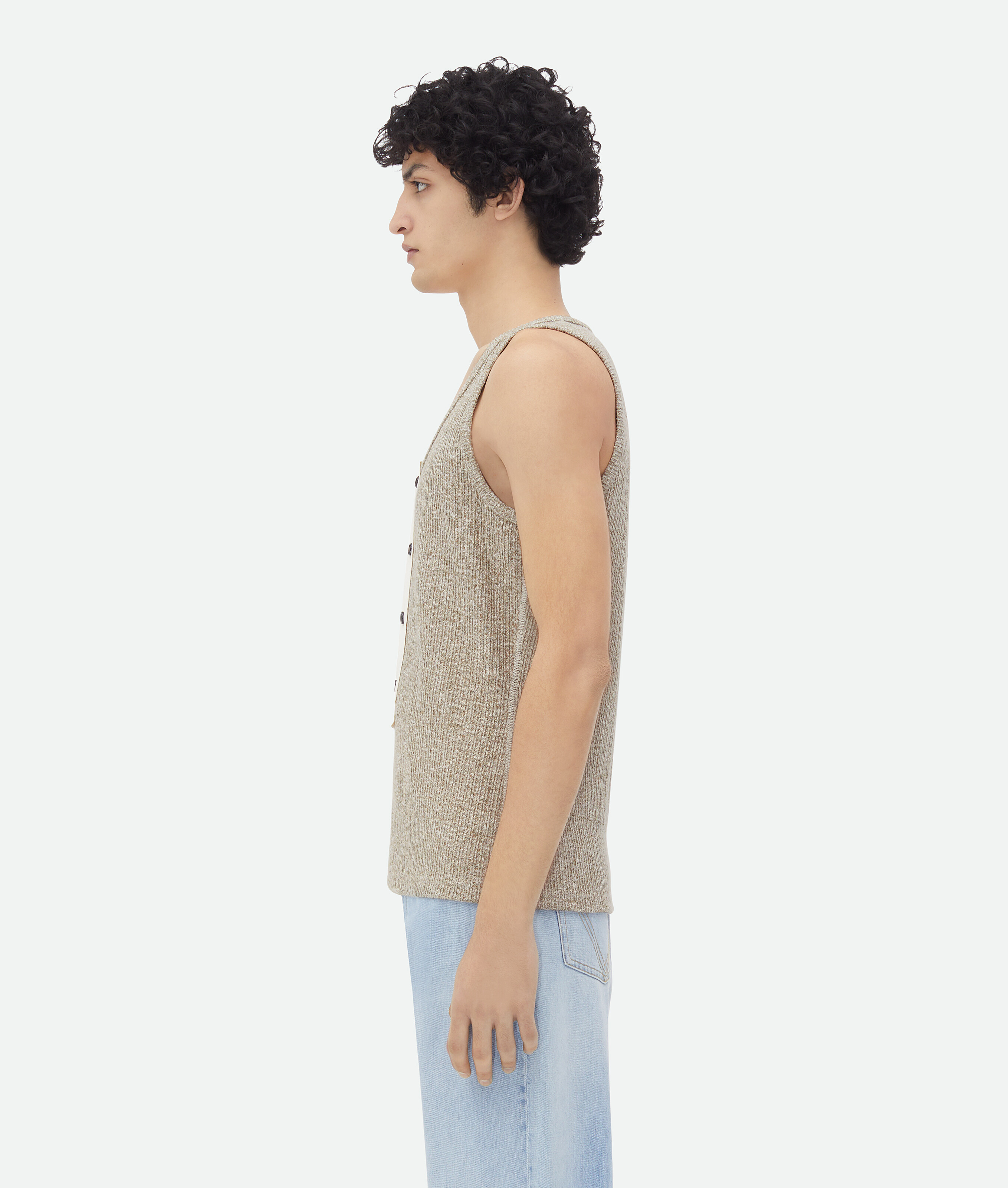 Shop Bottega Veneta Cotton Mouline Jersey Tank Top In Beige