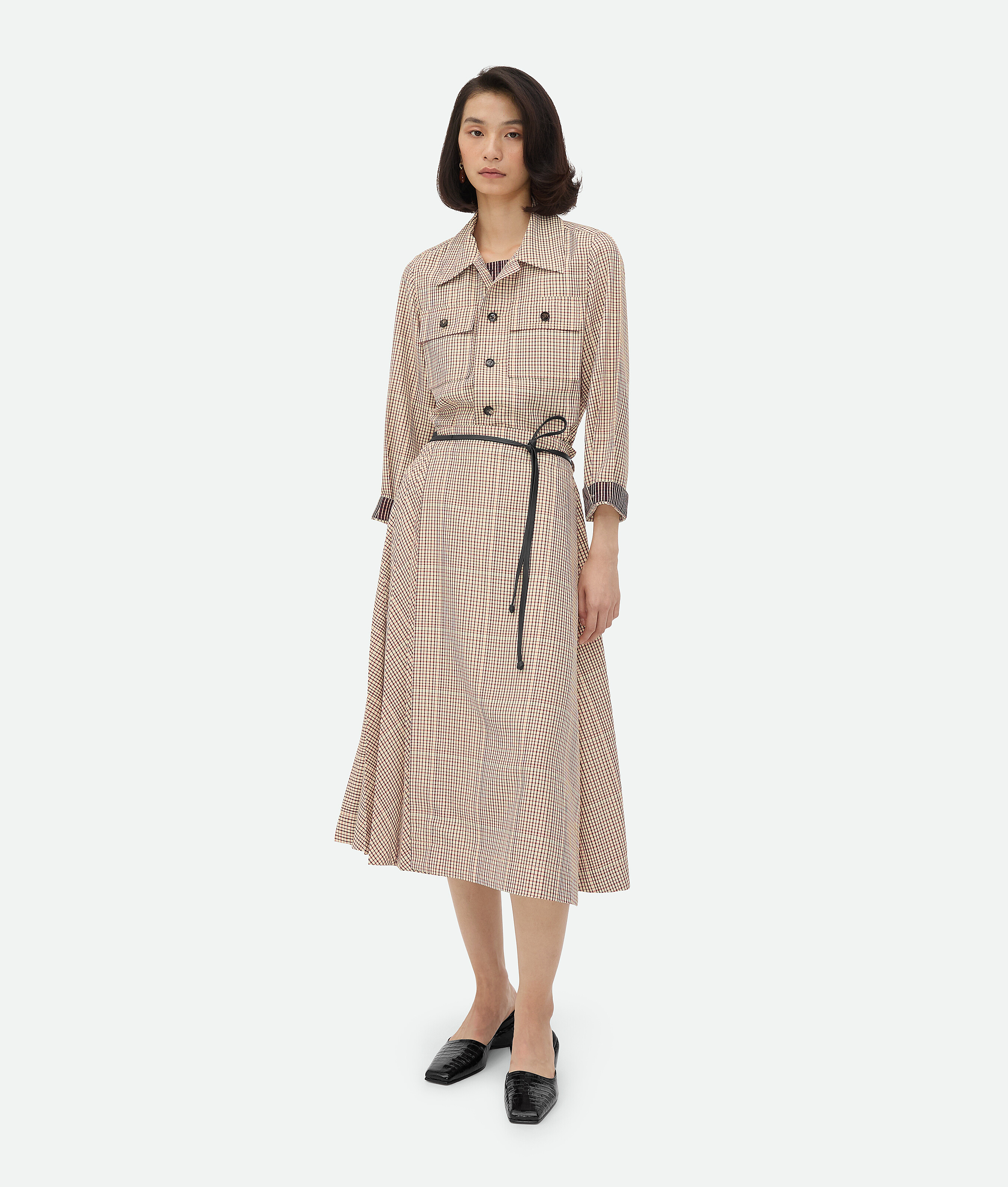 Bottega Veneta Karierter Rock Aus Viskose In Gray