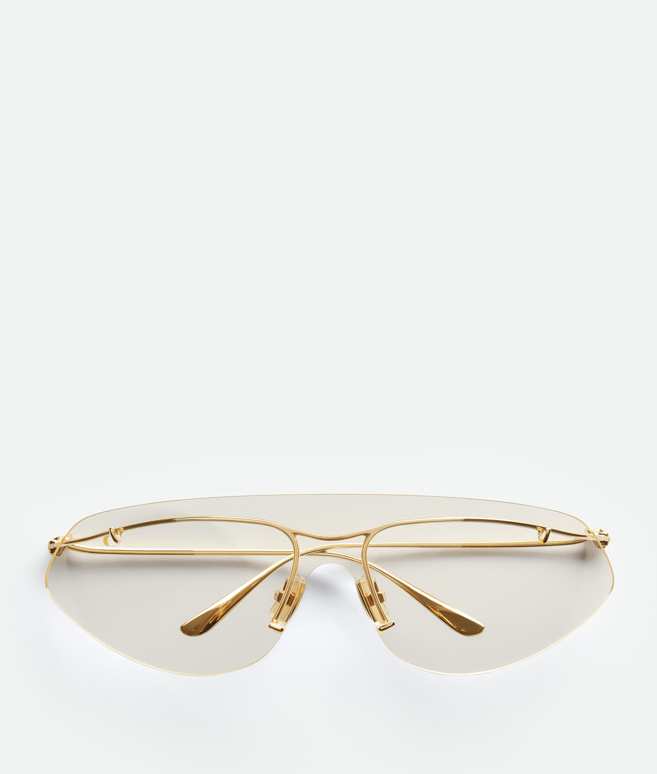 Bottega Veneta Knot Shield Sunglasses In Gold