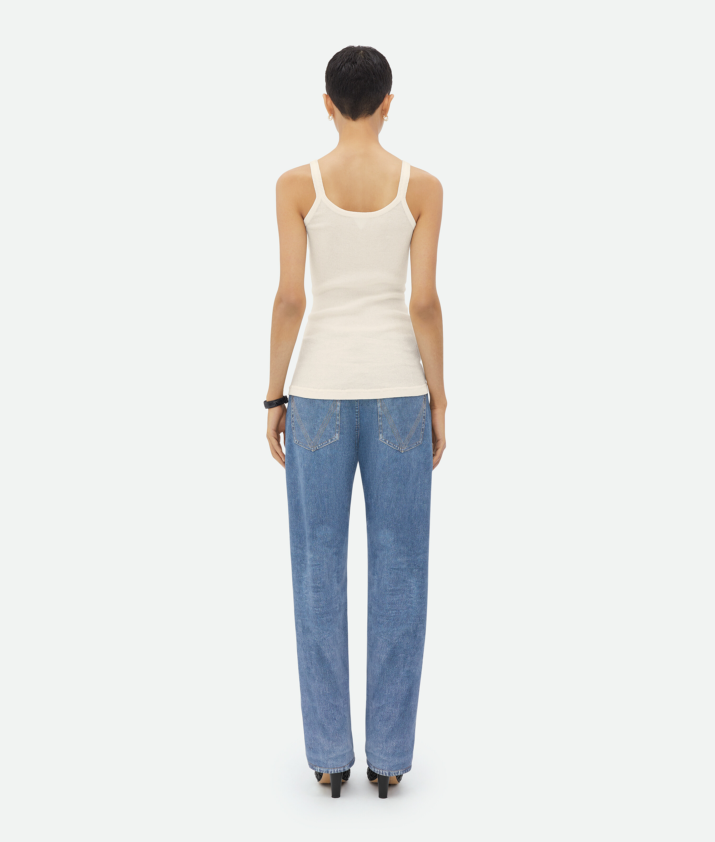 Bottega Veneta Slim Fit Light Cotton Tank Top In White