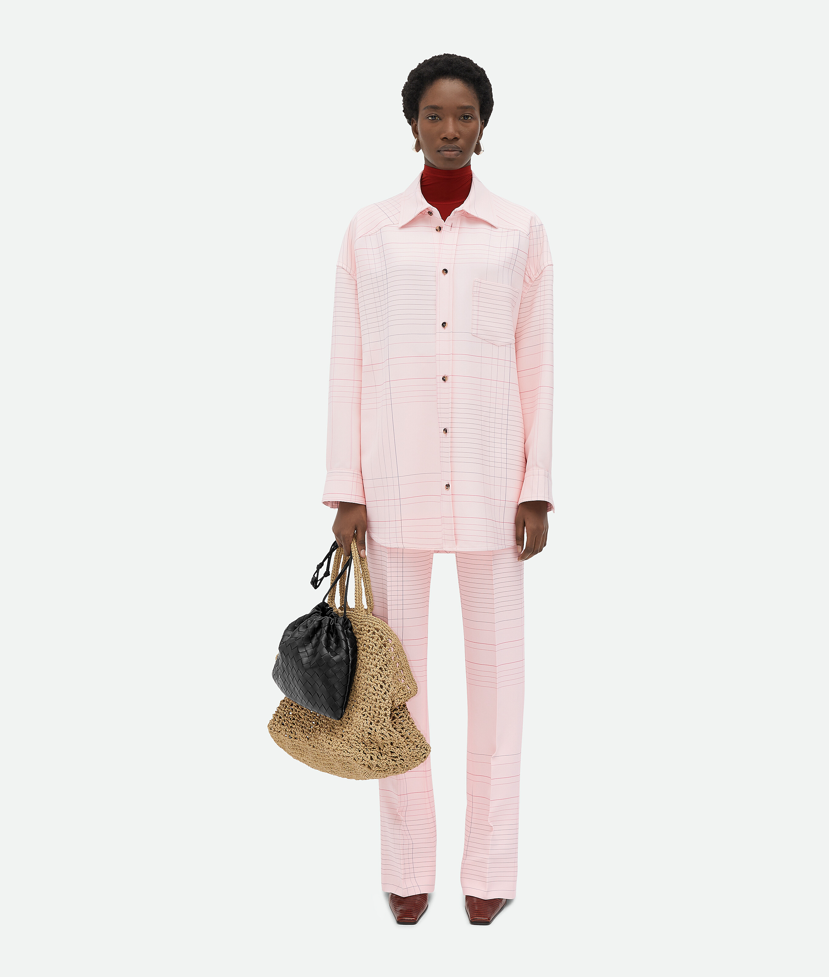 Shop Bottega Veneta Notebook Viscose Shirt In Pink/blue