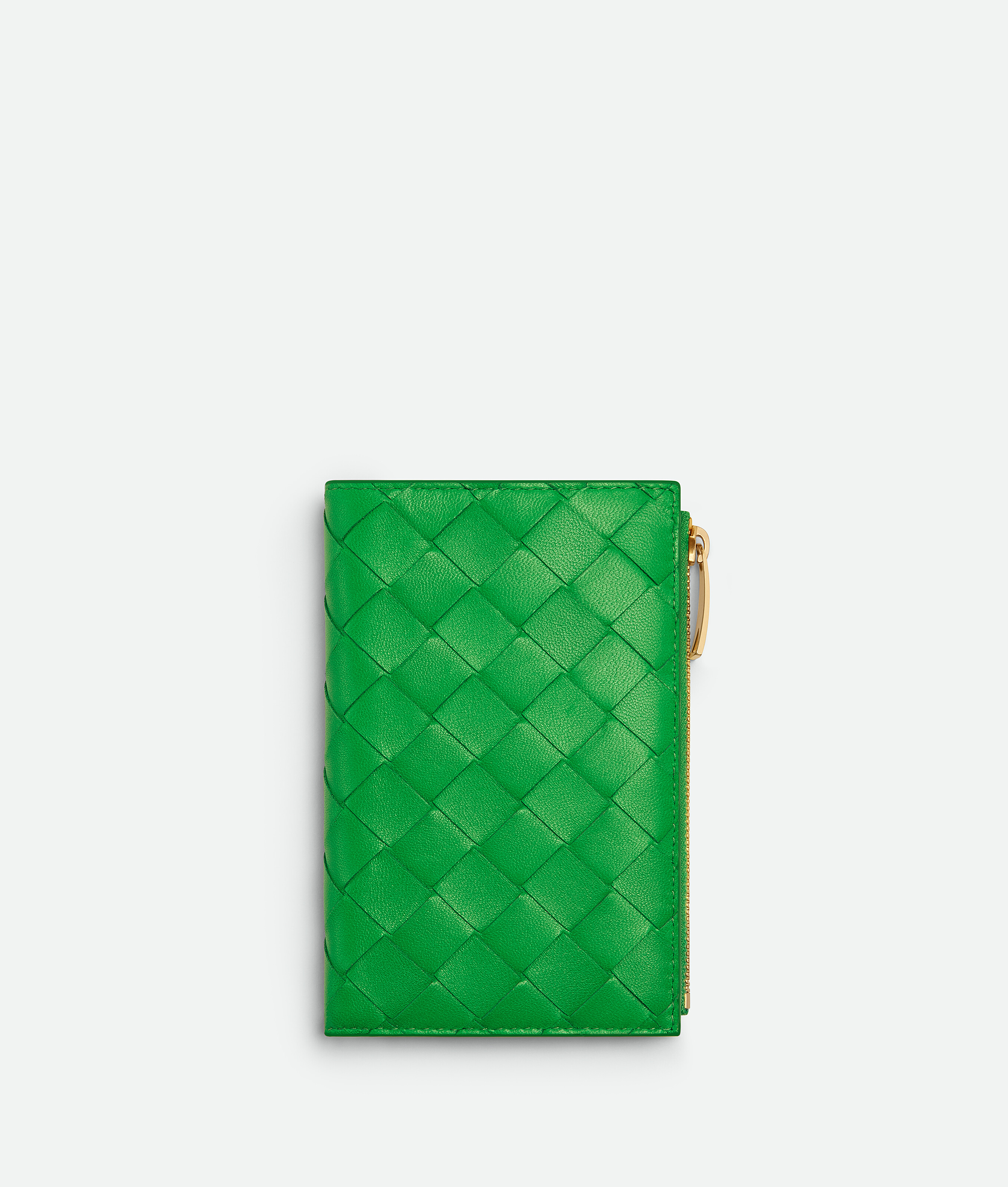 Bottega Veneta Bottega  Veneta Medium Intrecciato Bi-fold Zip Wallet In Green