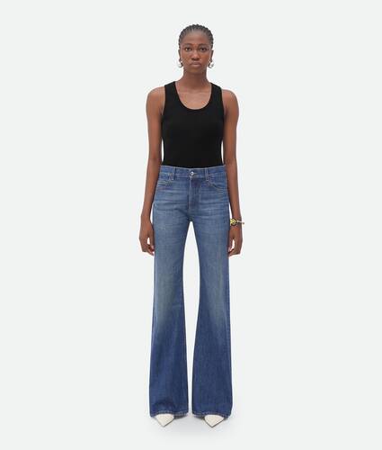 Display a large version of the product image 1 - Medium Washed Mid Rise Flared Denim