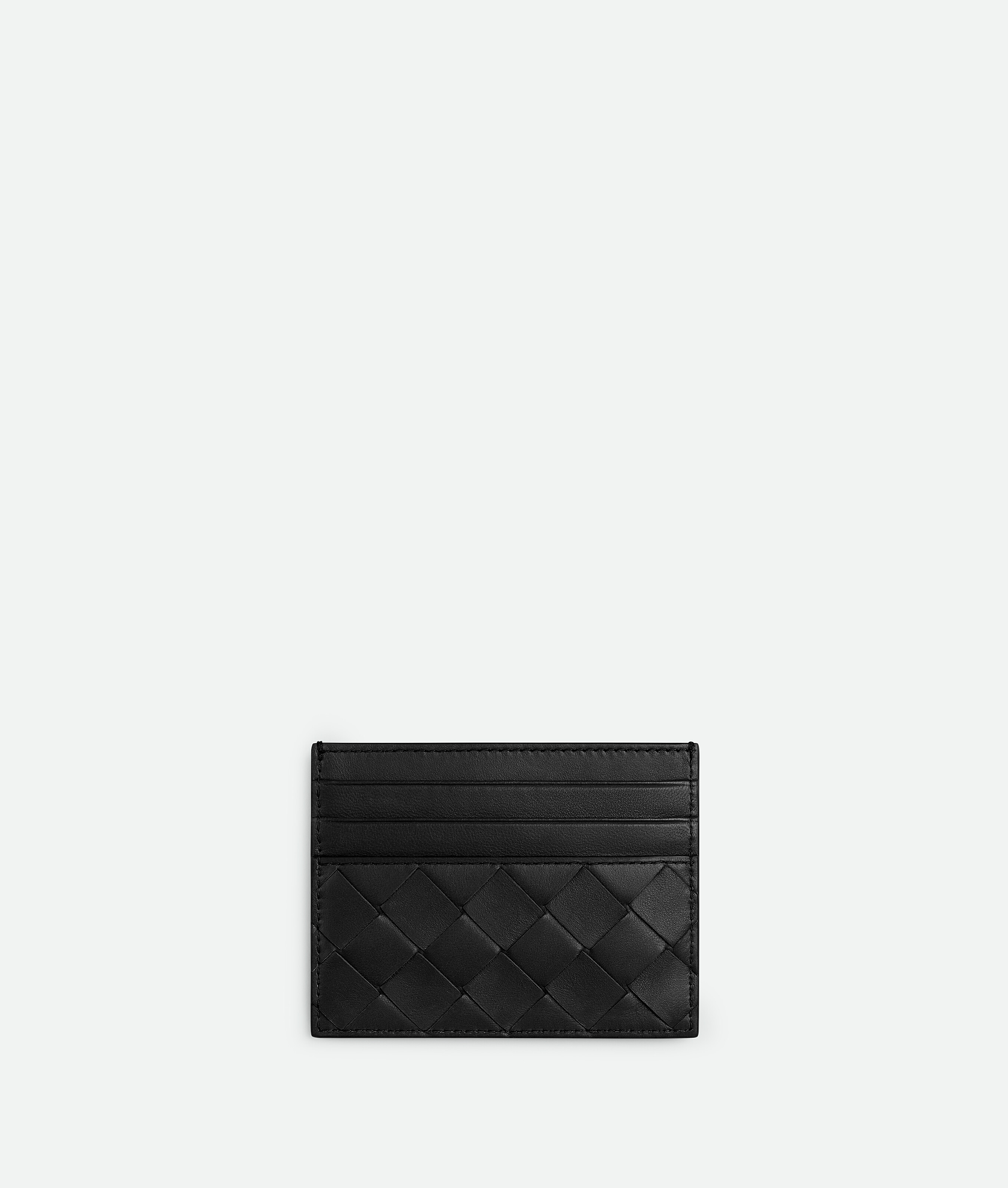 Bottega Veneta Intrecciato Leather Card Case In Black