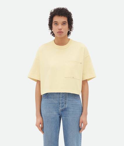 Display a large version of the product image 1 - Jersey Cropped T-Shirt With V Pocket