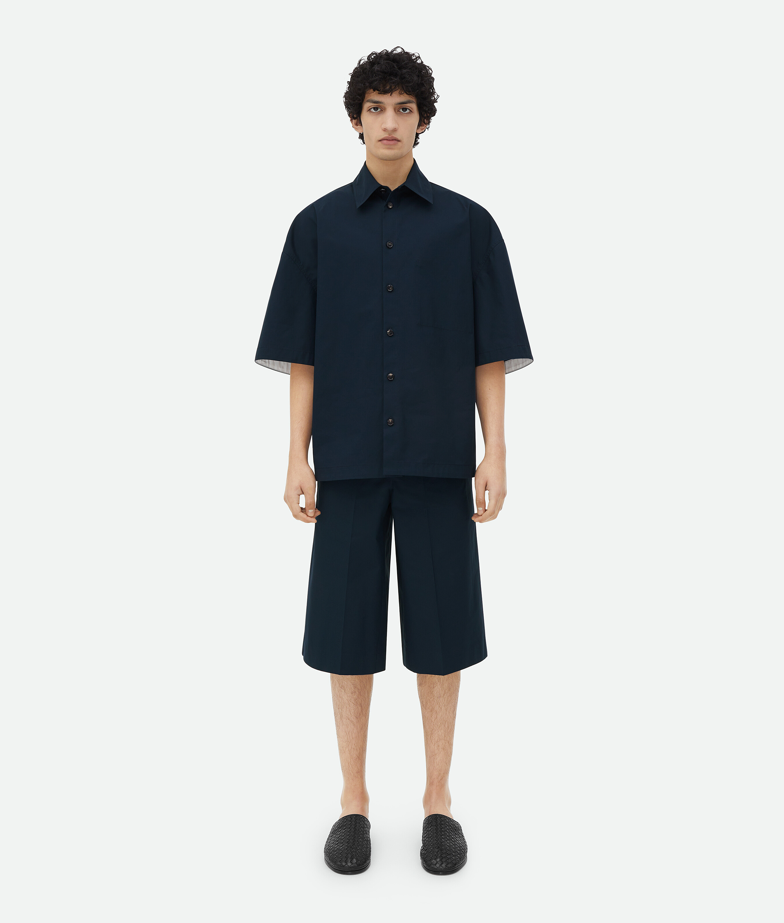 Bottega Veneta Bermuda Cotton Shorts In Blue