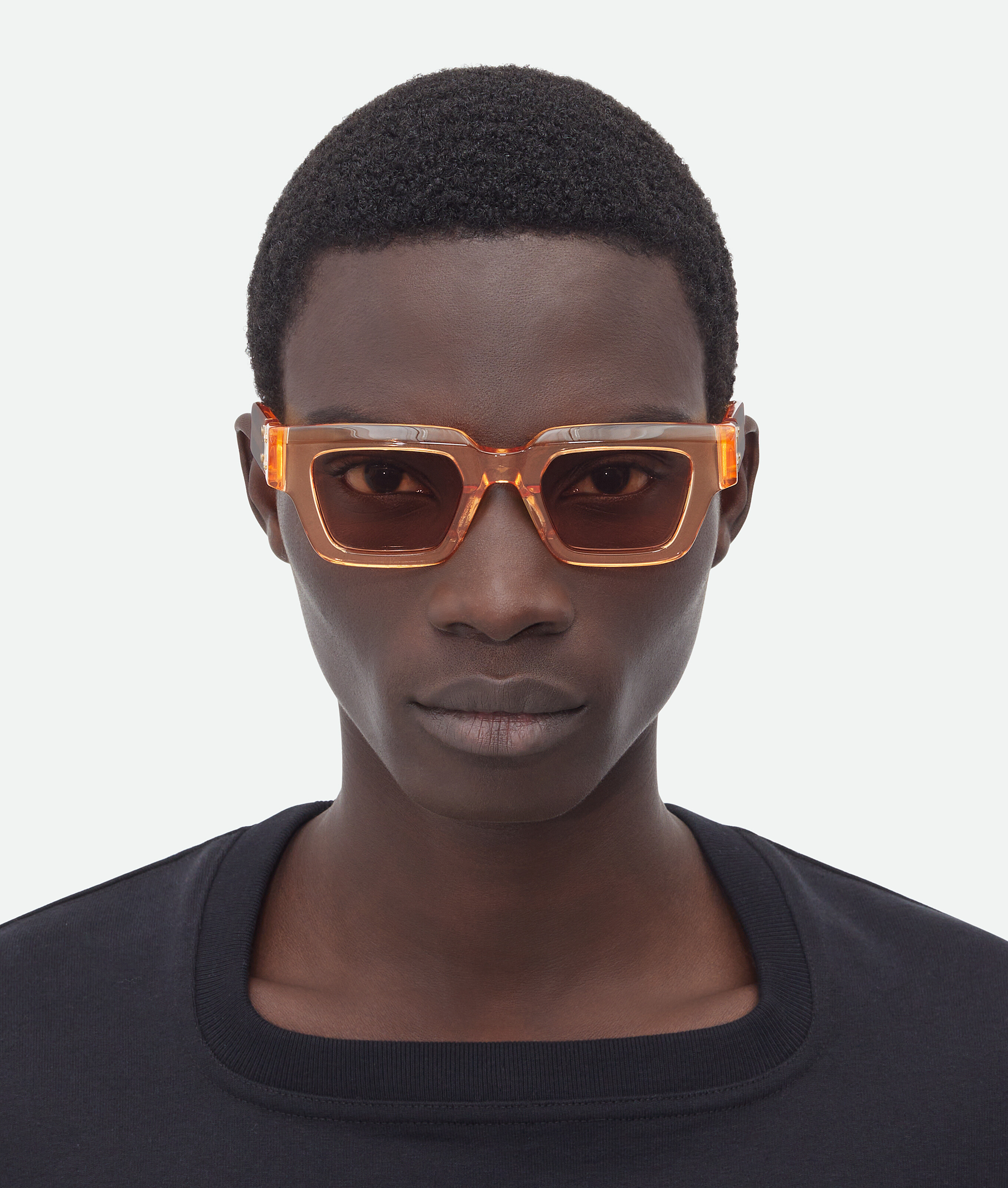 Shop Bottega Veneta Hinge Acetate Square Sunglasses In Orange