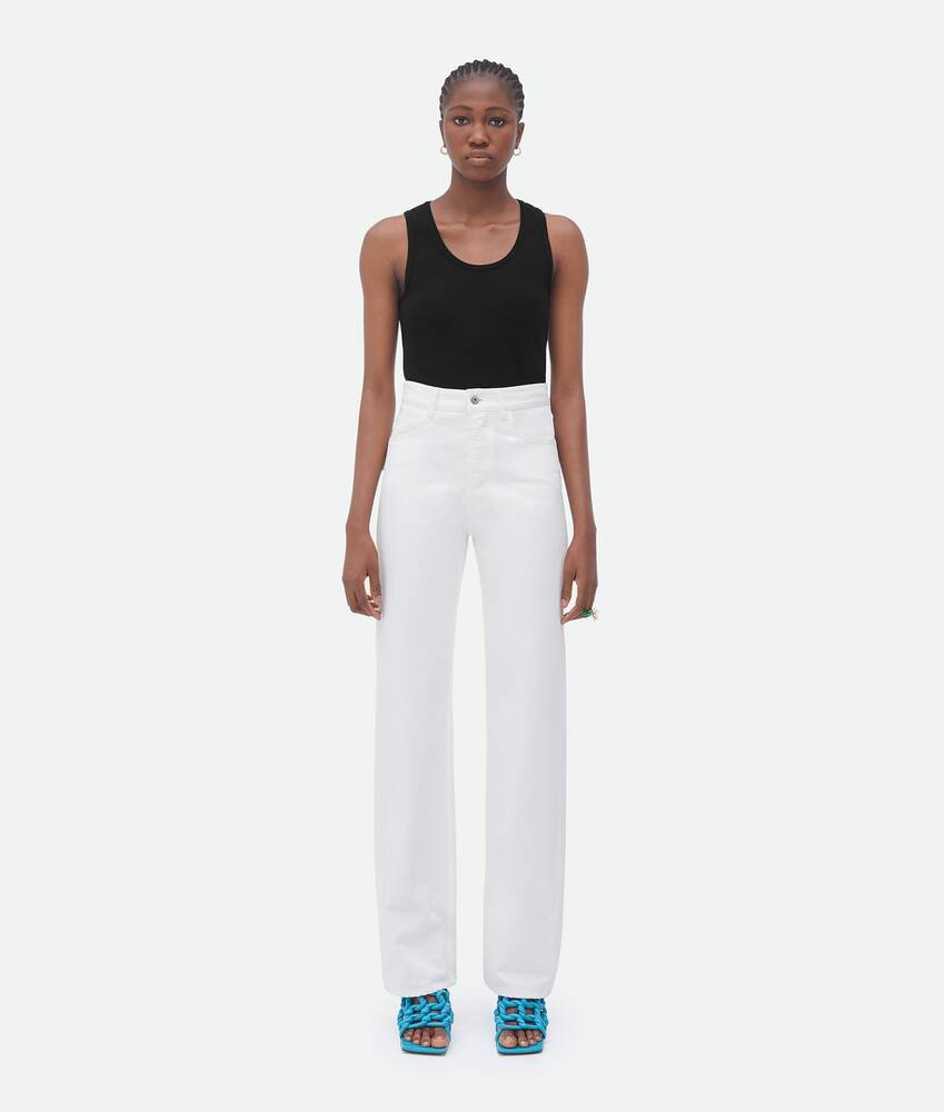 Visualizza una versione più grande dell’immagine del prodotto 1 - Jeans Taglio Dritto A Vita Alta In Denim Bianco