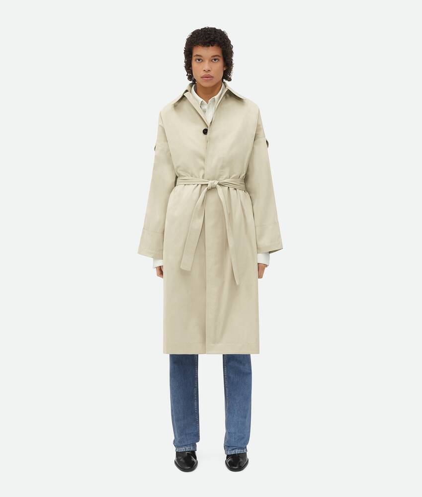 Display a large version of the product image 1 - Cotton Silk Cape Trench With Check Lining