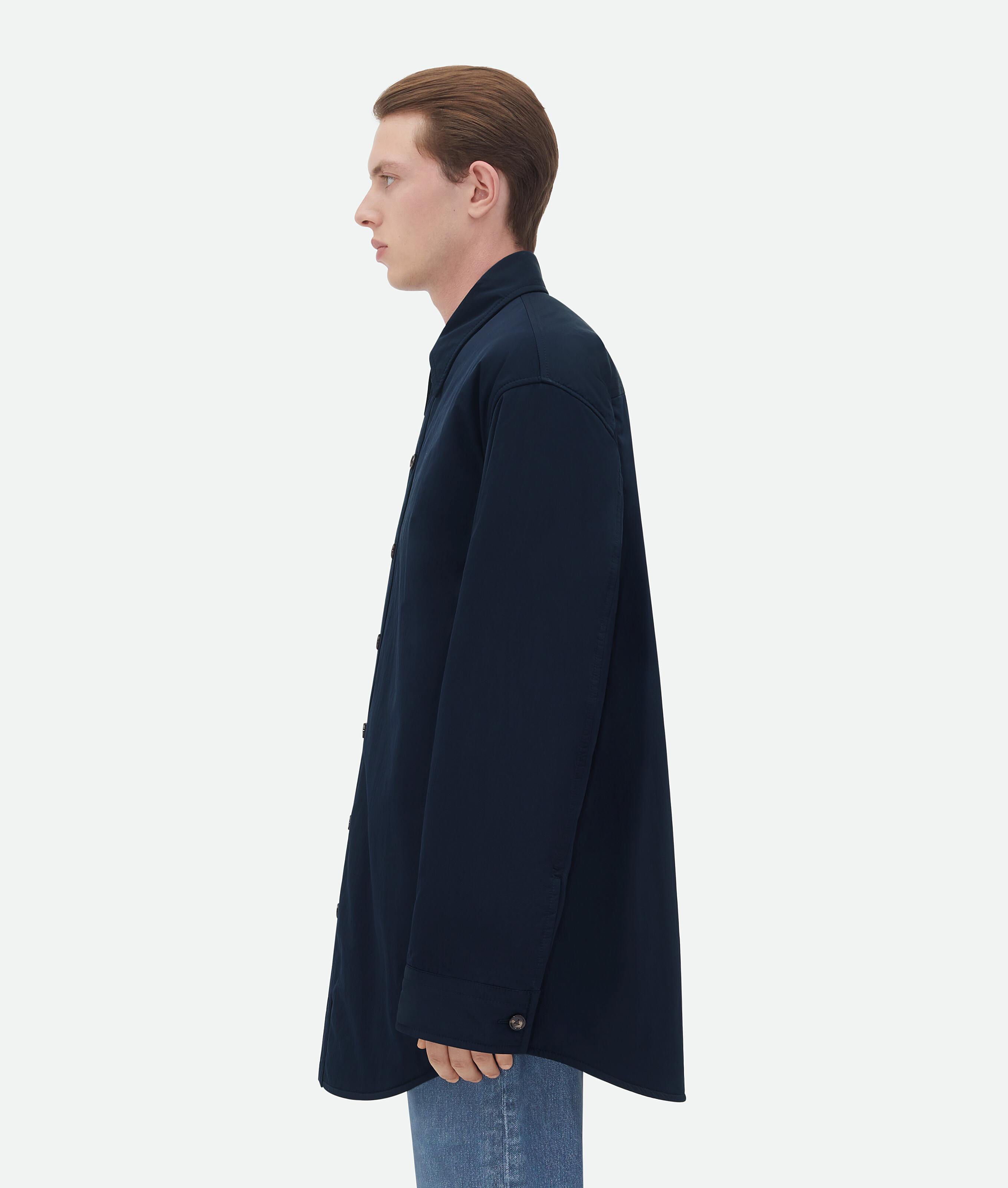 Shop Bottega Veneta Frosted Poplin Padded Jacket In Blue