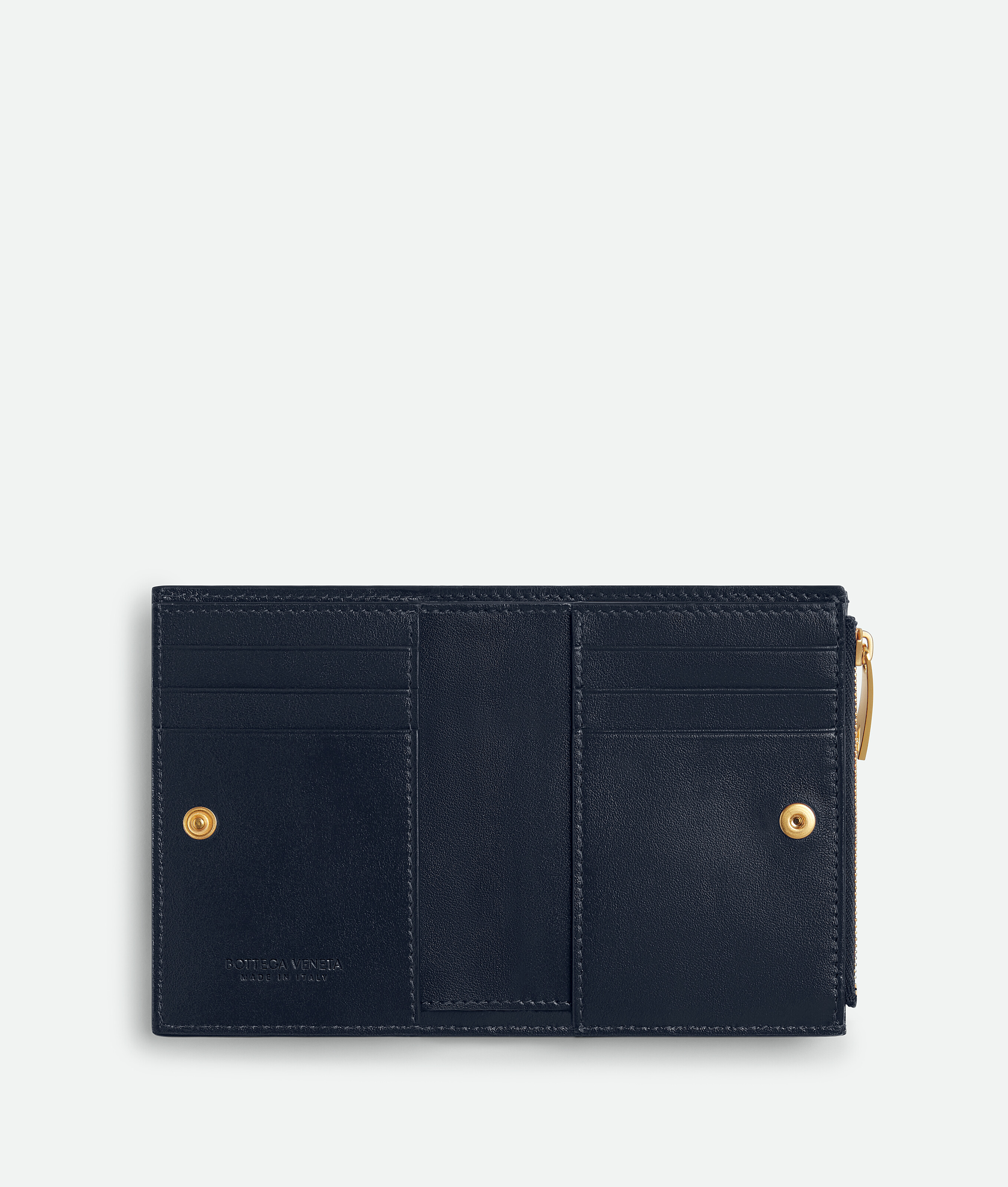 Bottega Veneta Portefeuille Bi-fold Intrecciato Petit Format In Space/chalk