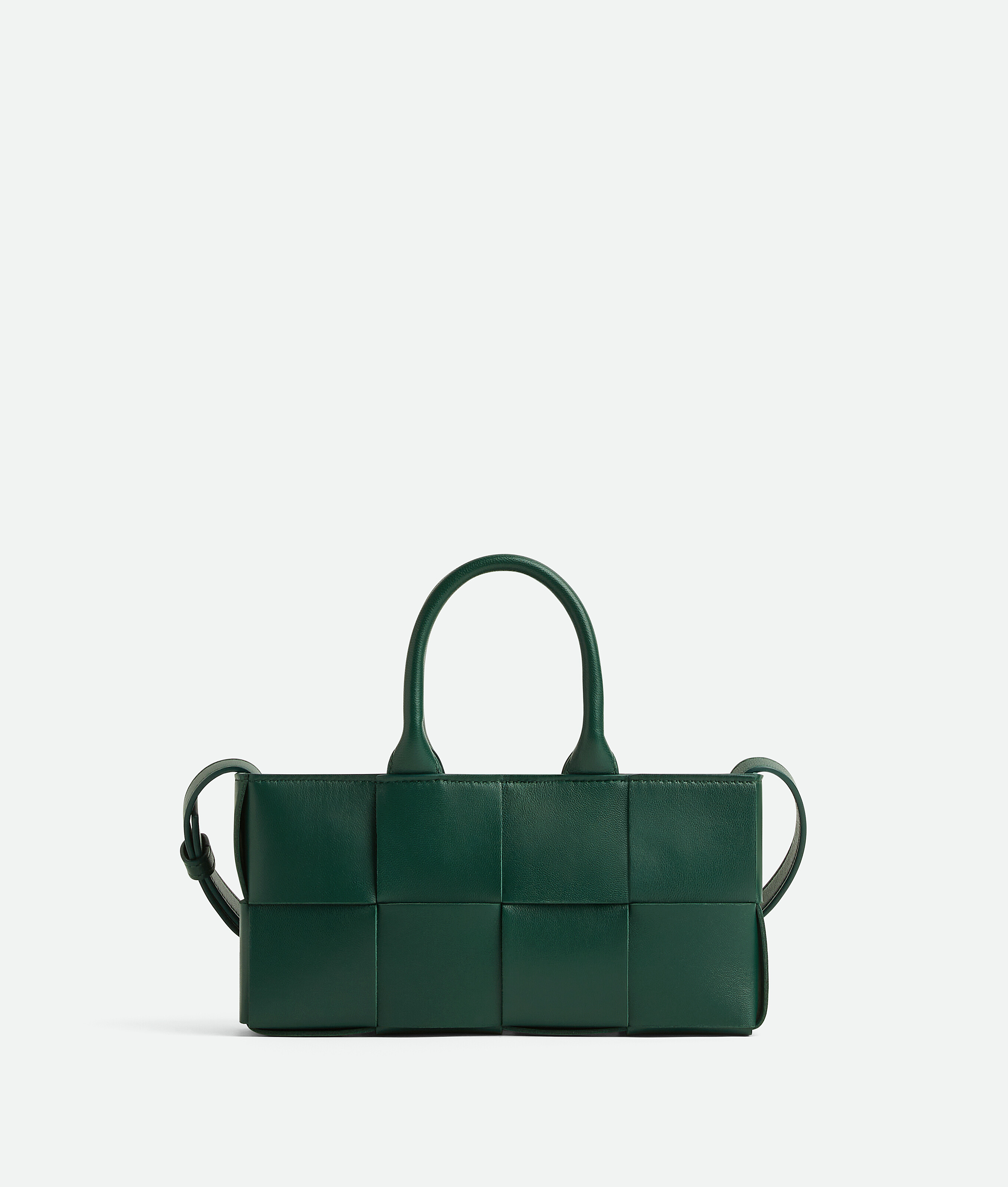 Bottega Veneta Arco Mini Intreccio East-west Tote Bag In Emerald