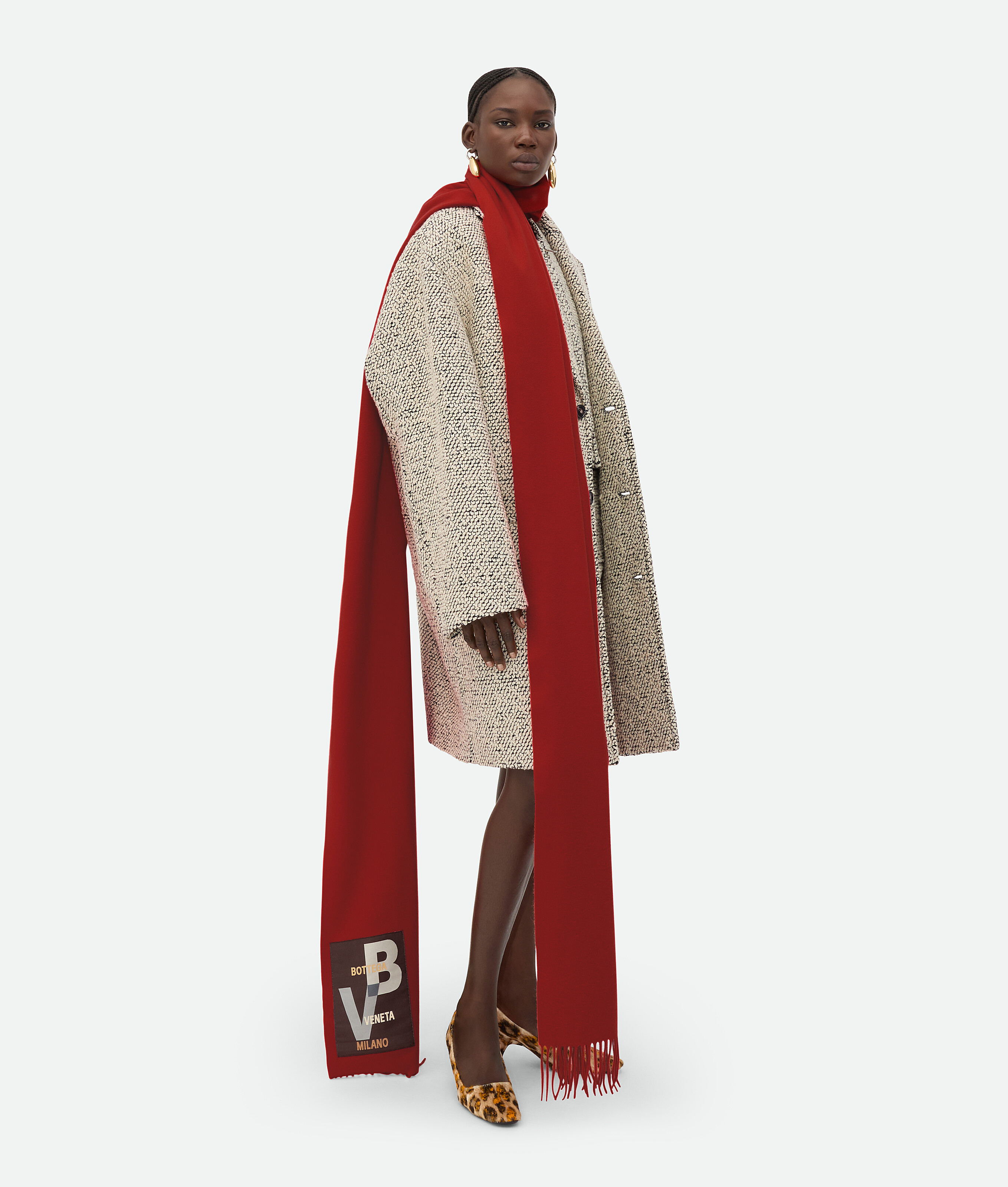 Bottega Veneta Sciarpa Grande In Cashmere - Rosso - DonnaLana