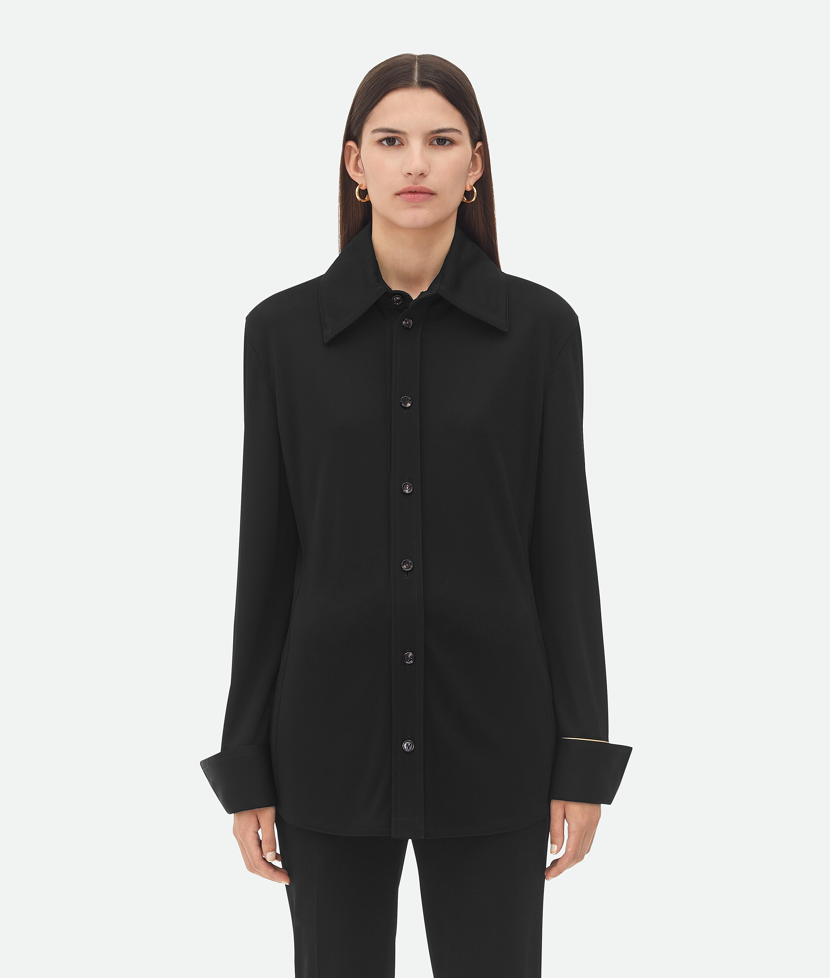 Shop Bottega Veneta Matt Fluid Viscose Jersey Shirt In Black