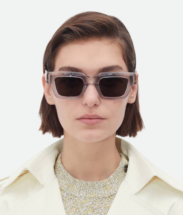 Bottega Veneta® Hinge Acetate Square Sunglasses in Crystal / Grey. Shop ...