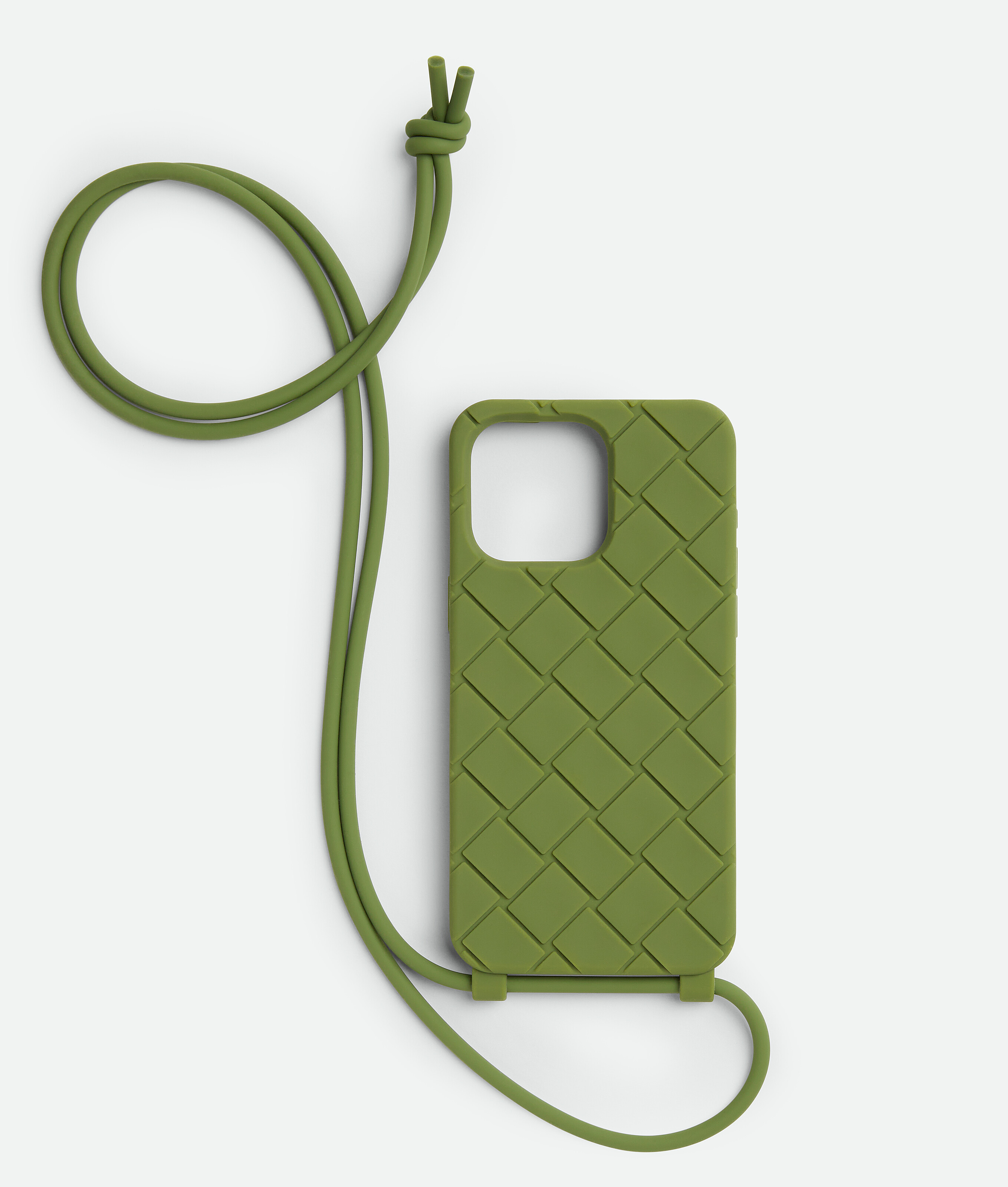 Bottega Veneta® Men's iPhone 15 Pro Max Case With Strap in Tea 