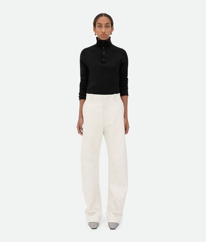 Display a large version of the product image 1 - Leather Rounded Leg Trousers