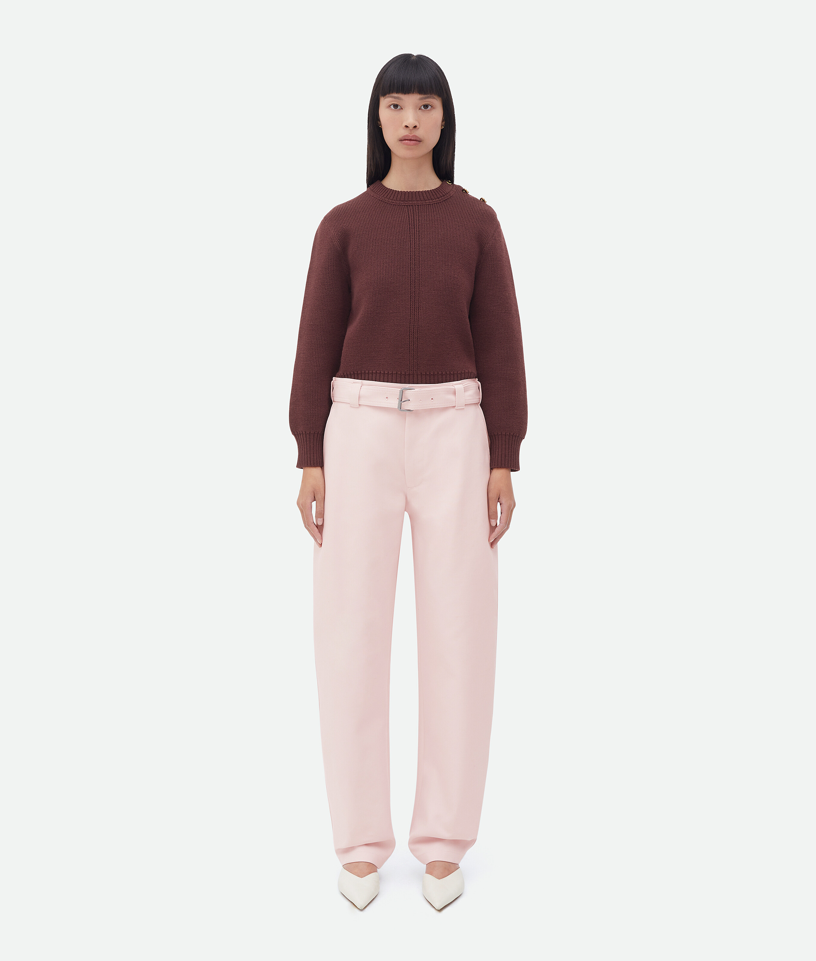 Bottega Veneta® Women's Belted Cotton Canvas Pants in Cameo