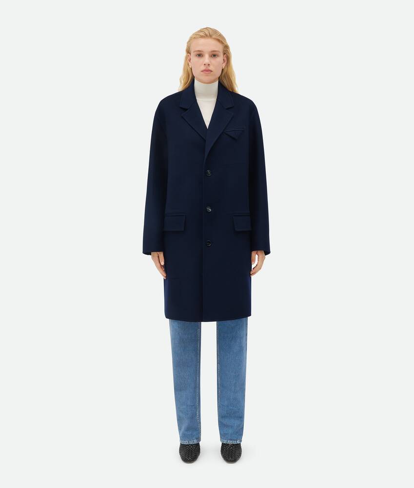 Navy Wool Cashmere Coat Womens Tailored Single Breasted