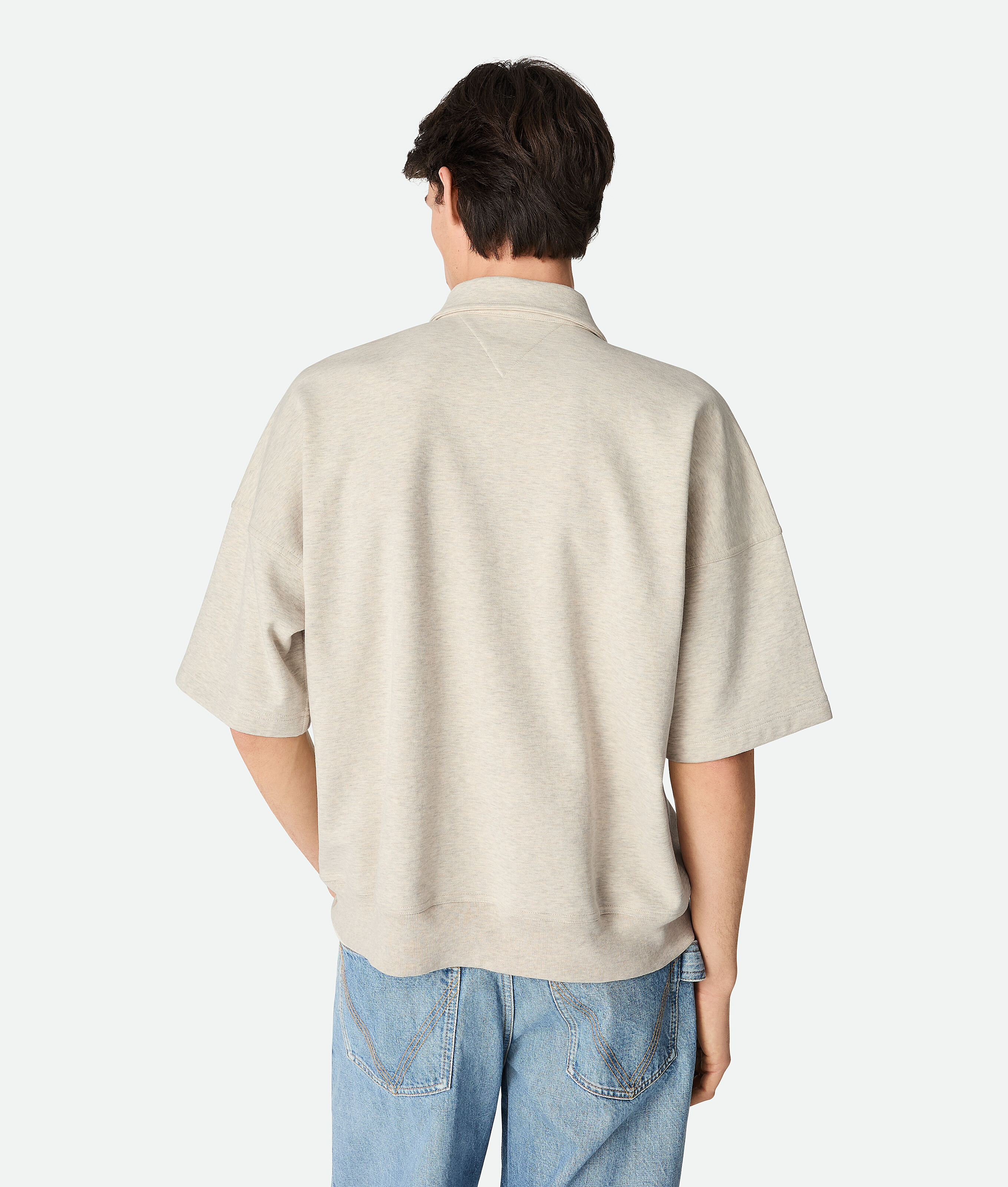 Bottega Veneta Double Cotton Melange Polo With Zip Closure In Multi