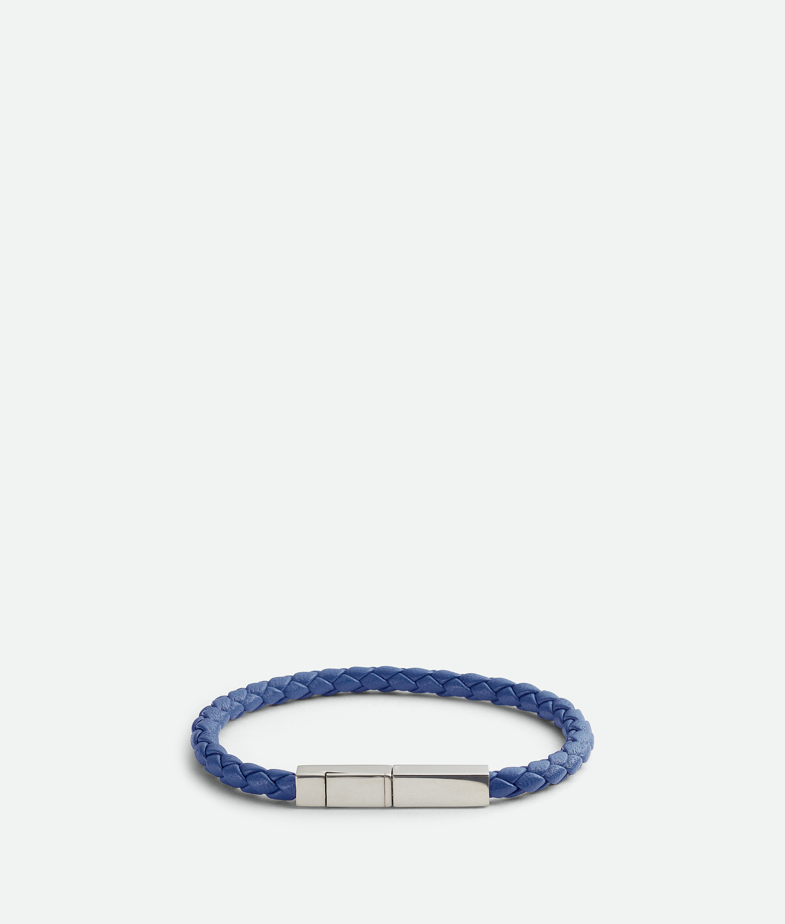 Shop Bottega Veneta Braid Leather Bracelet In Blue