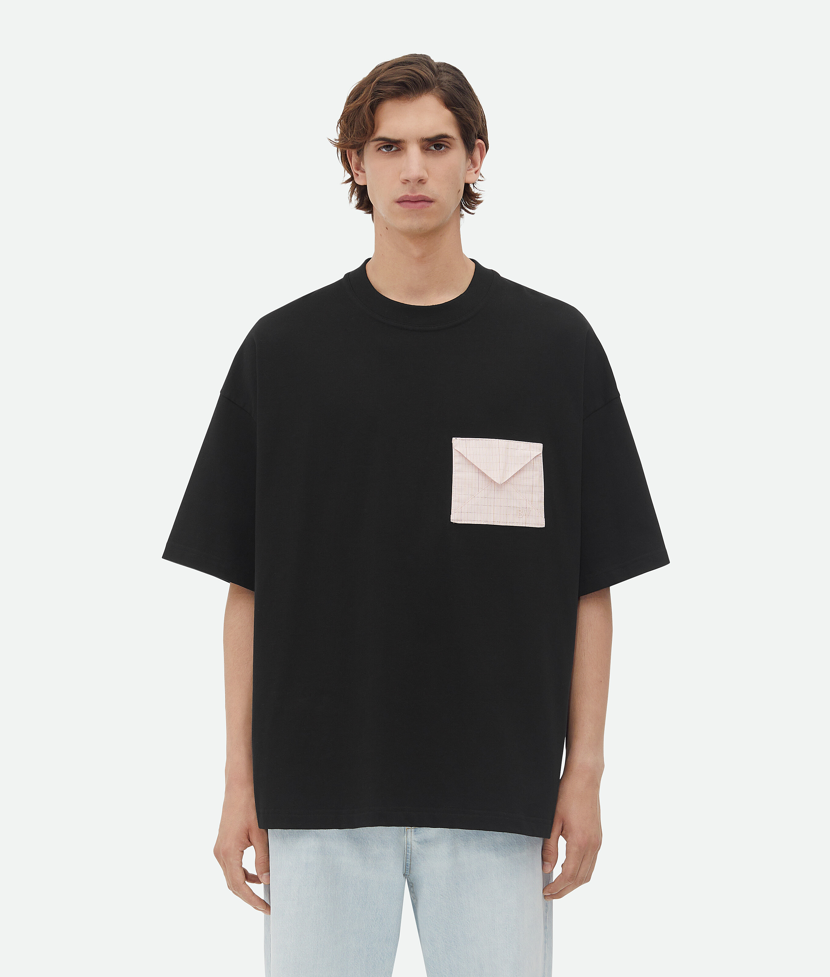 Men's Pima Cotton Jersey Oversized T-Shirt in Black