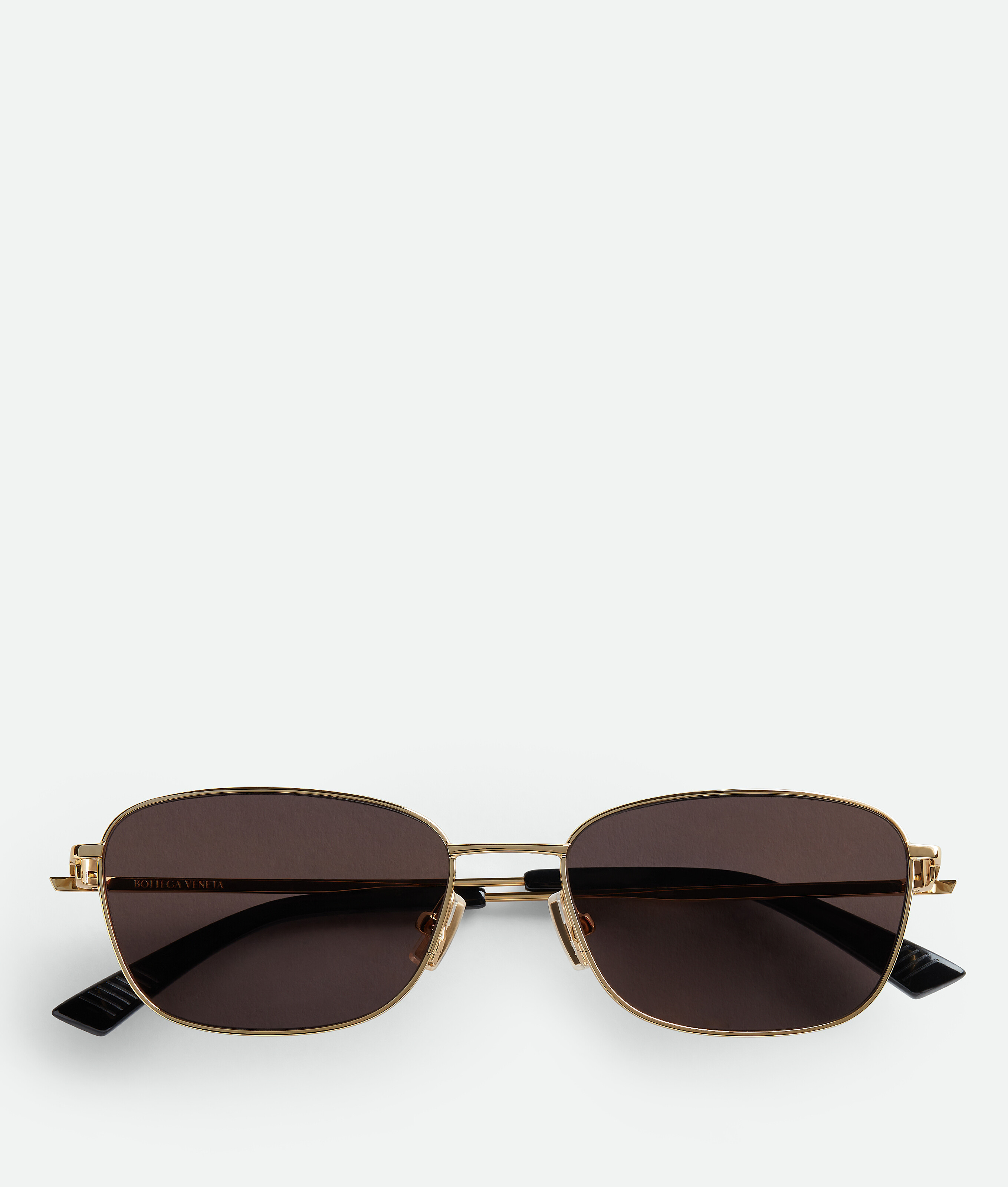 Bottega Veneta Split Rectangular Sunglasses In Gold