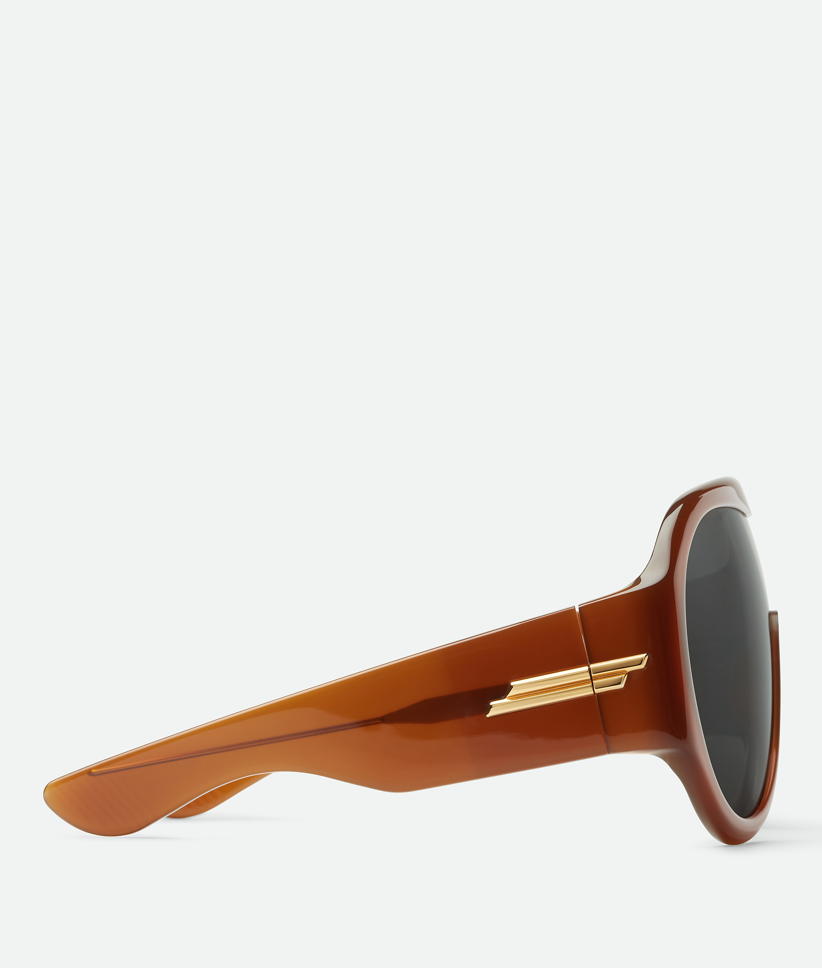 Shop Bottega Veneta Scudo Shield Sunglasses In Brown/grey