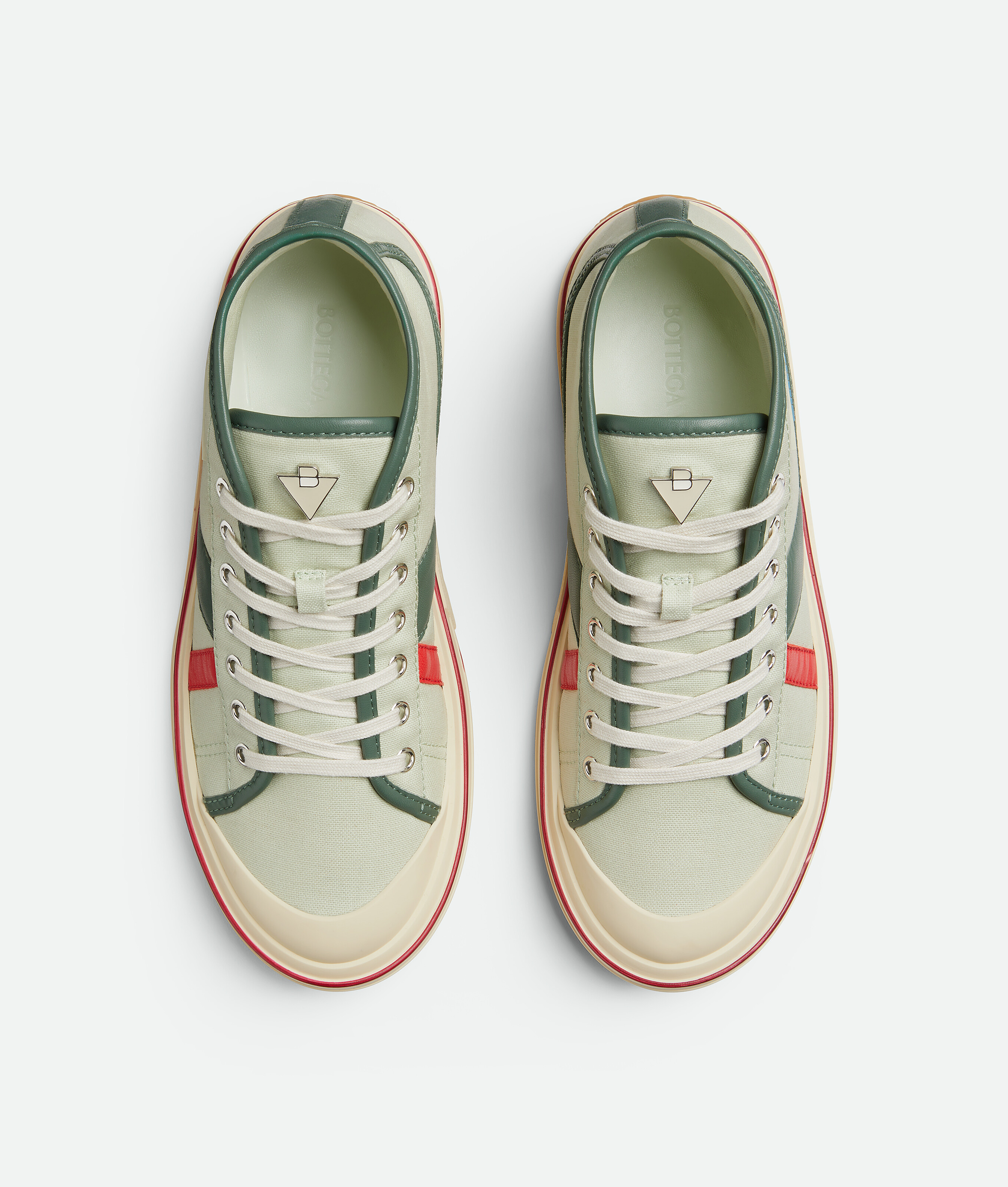 Bottega Veneta Canvas Leather-trim Eliot Sneakers In White Jade/aloe