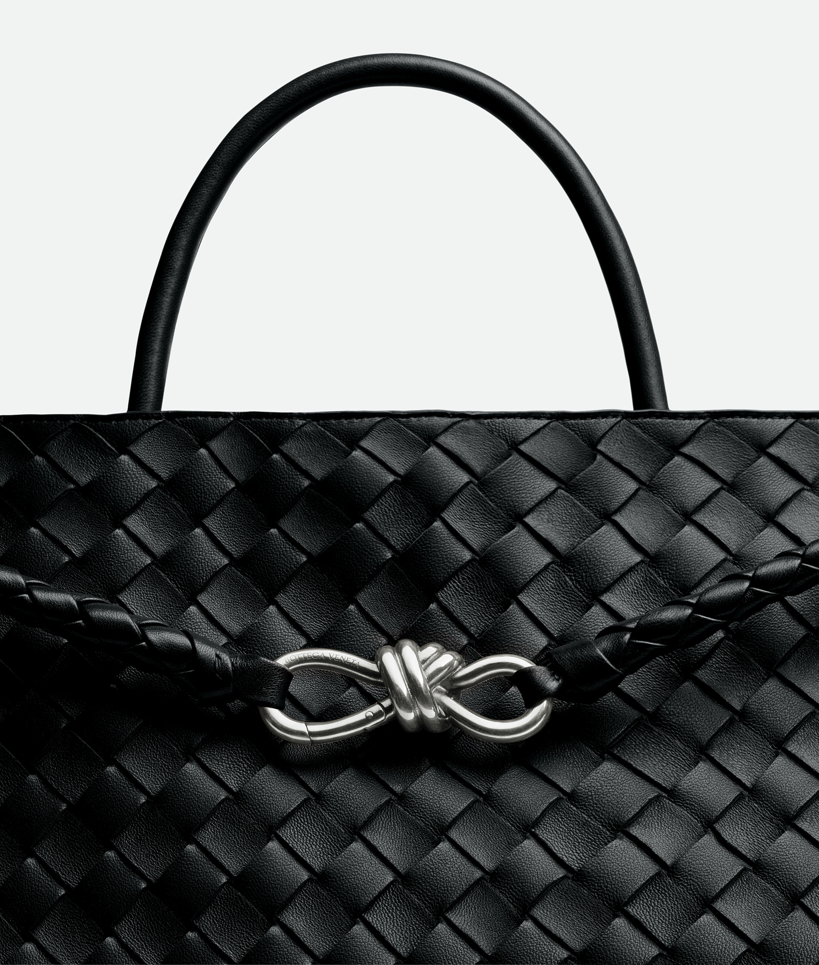 Bottega Veneta East-west Andiamo Leather Top Handle Bag In Black