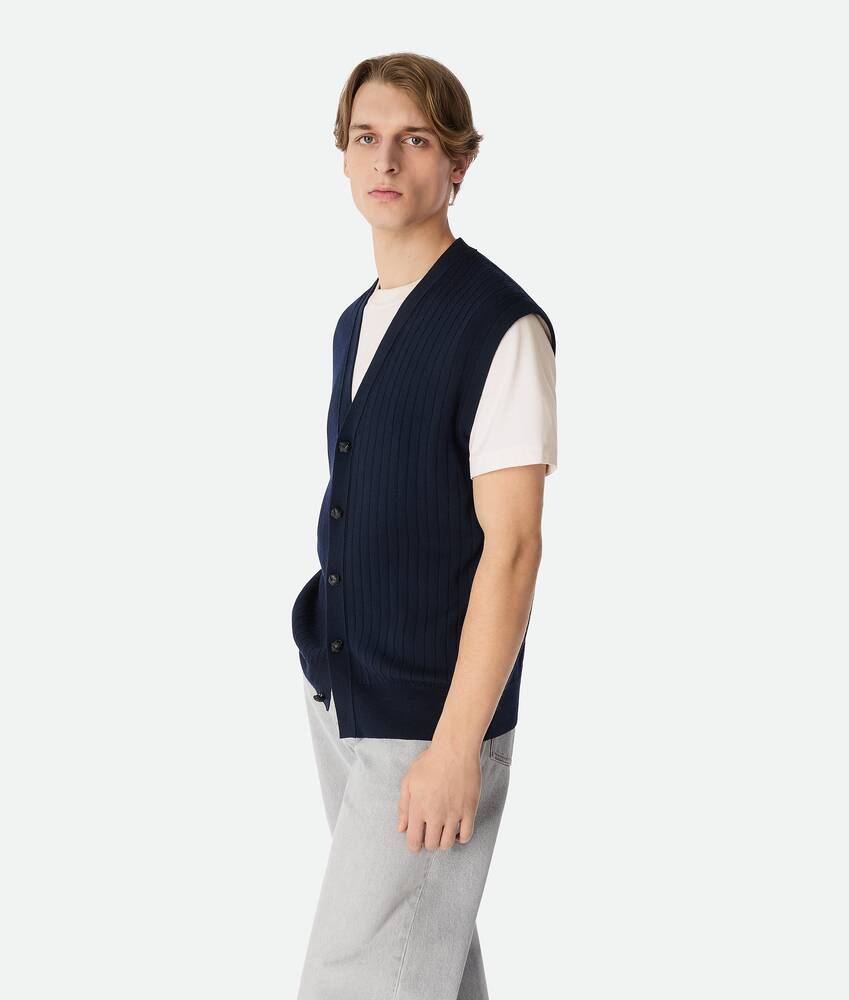 Display a large version of the product image 2 - Wool Rib Cardigan Gilet