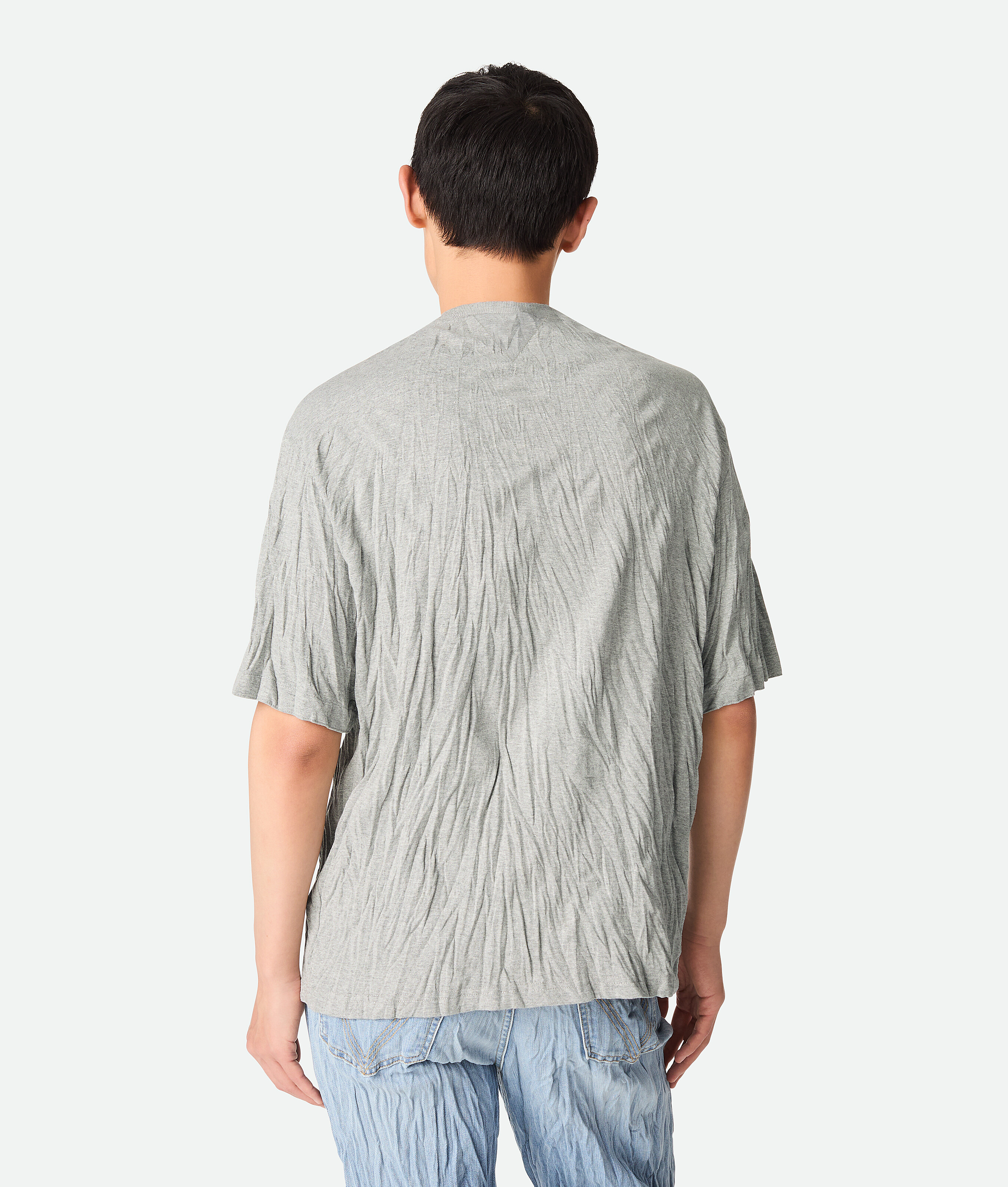 Bottega Veneta Graphic Rabbit-print Crushed Cotton Jersey T-shirt In Gray