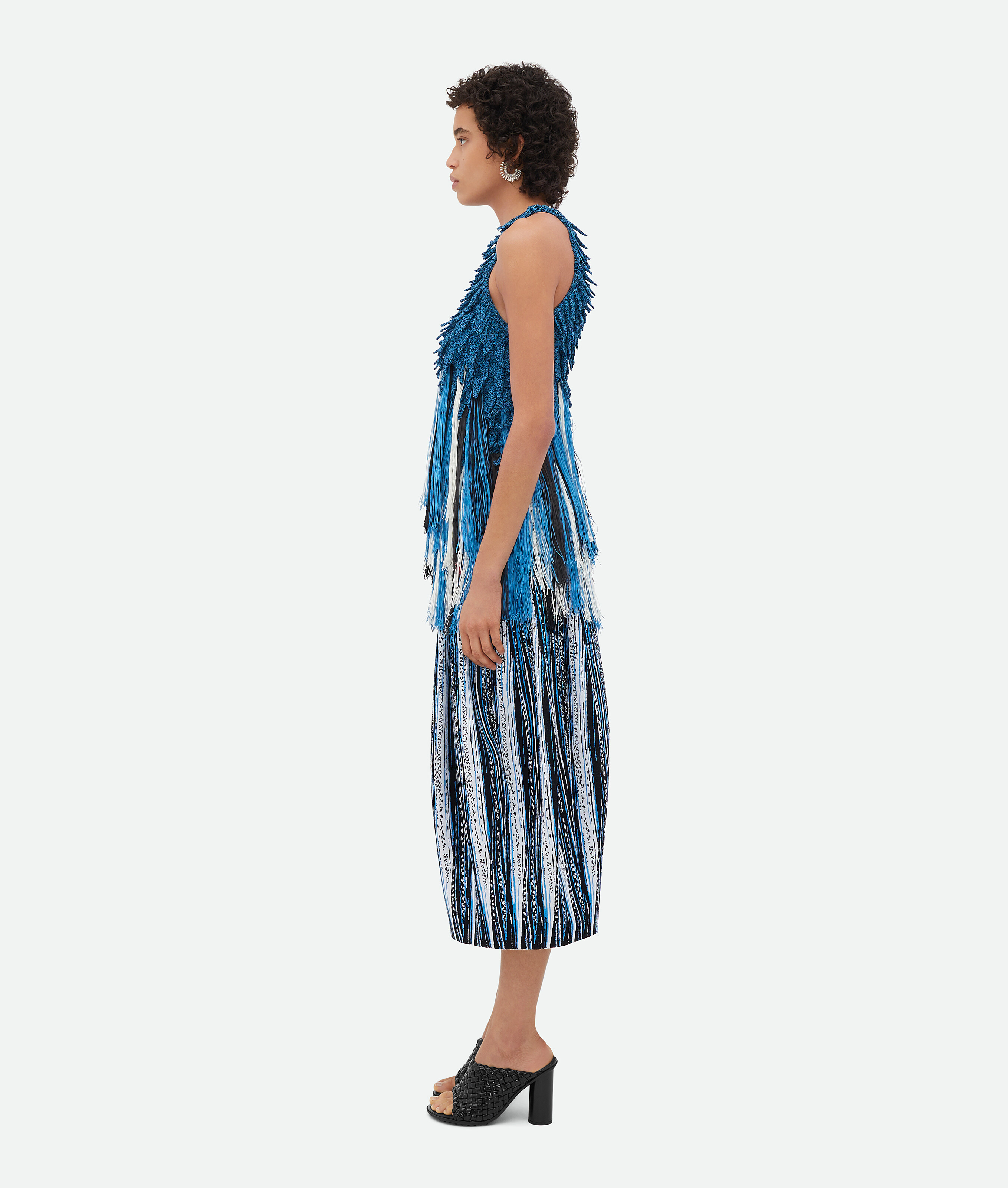 Bottega Veneta Sleeveless Fringe Empire-waist Textured Knit Top In Multicolor